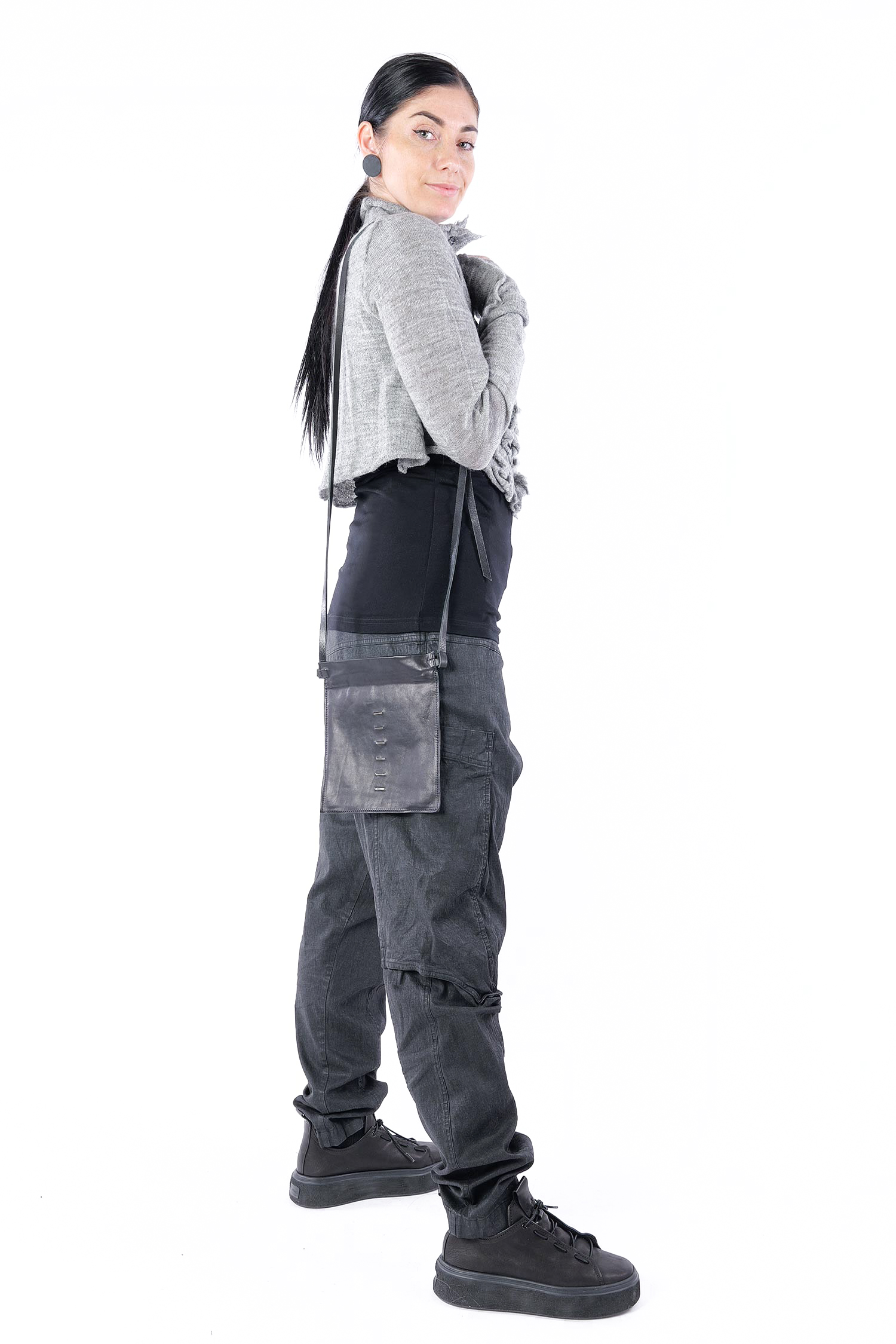 Kleine Ledertasche - Schwarz - EVANS PICCOLA GRP