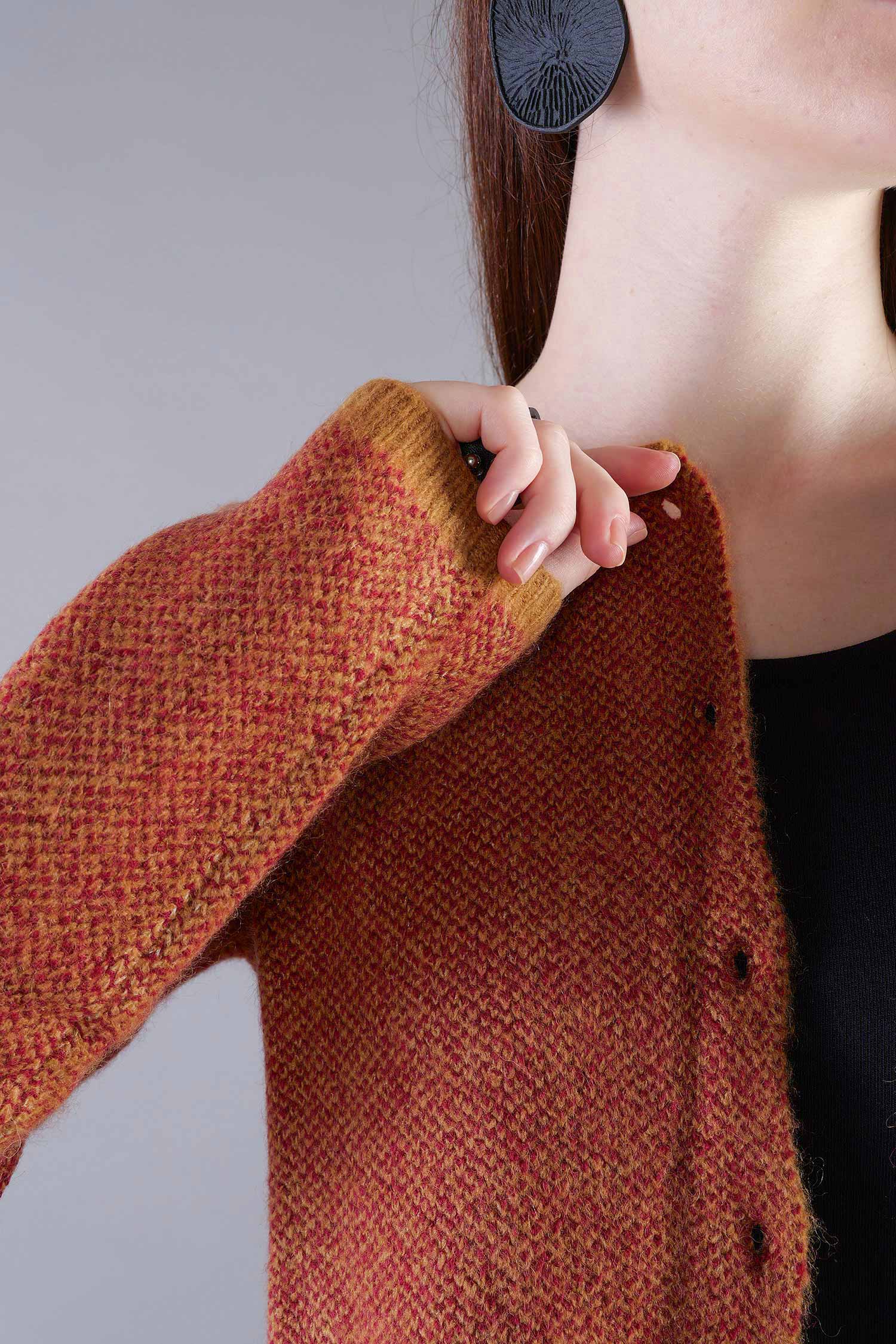 Strickjacke - Bronze lava jacquard - 2263277101