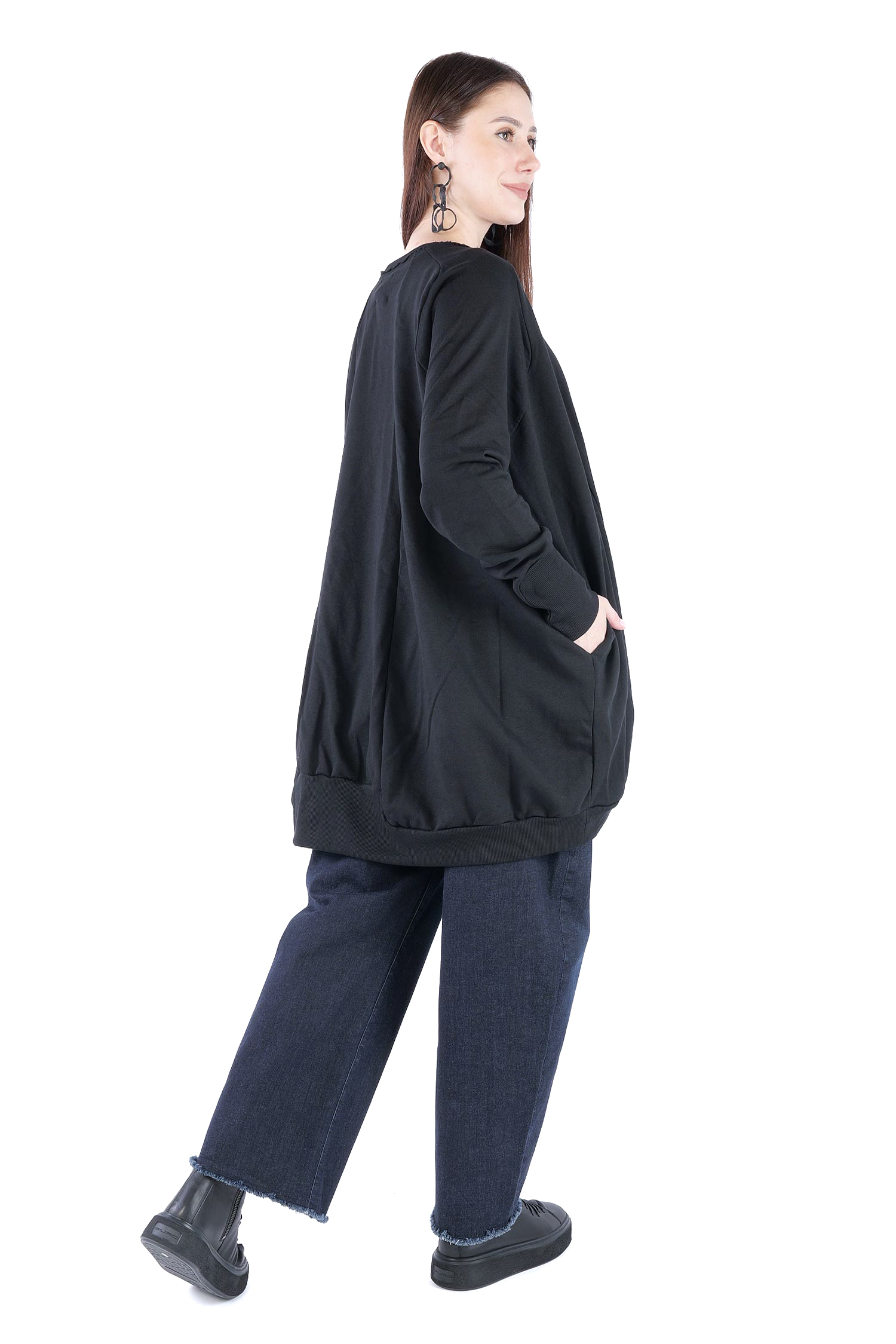 Oversize Sweatpullover - Schwarz - 2139