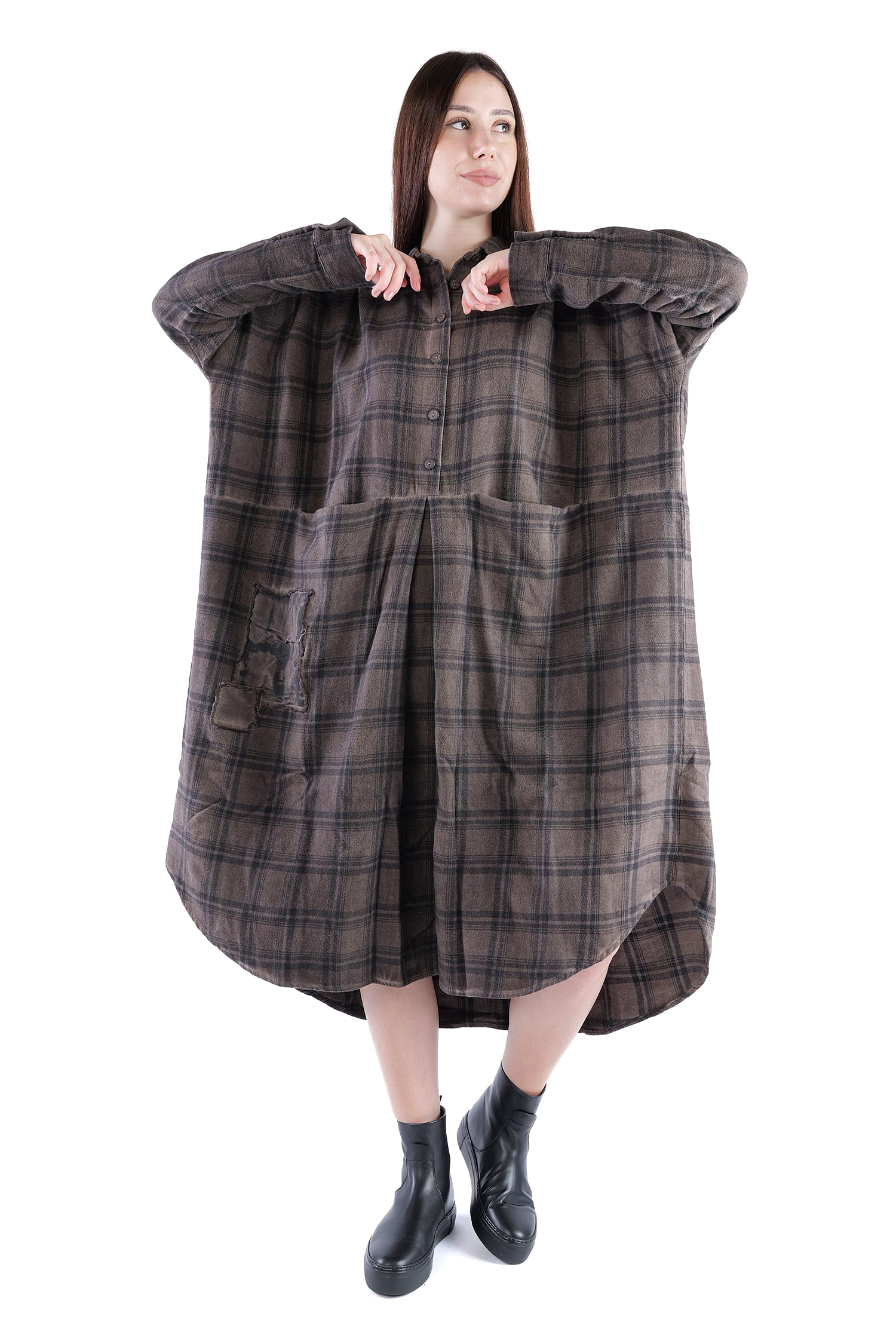 Flanell-Tunika - Truffle old dye check - Fight
