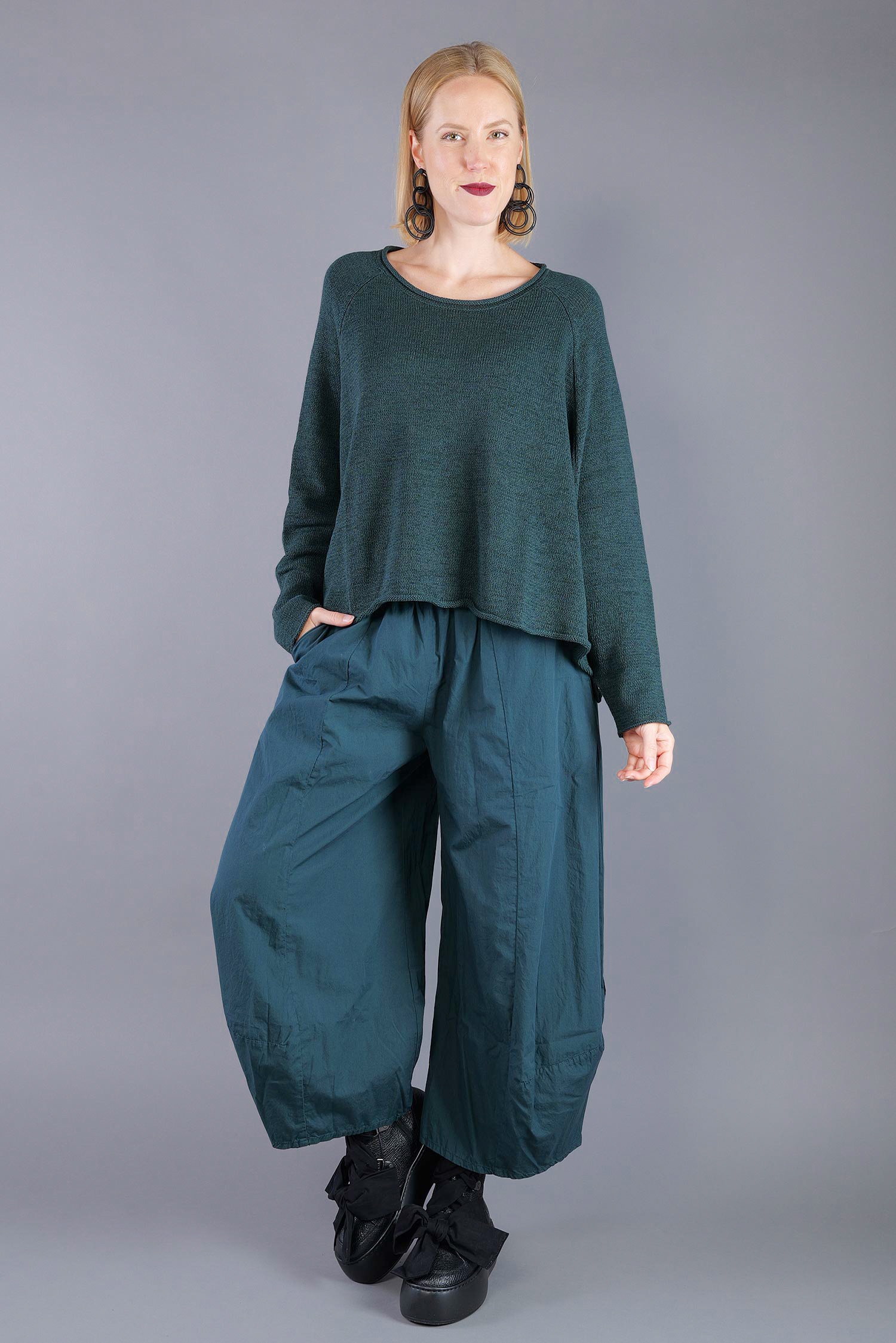 Oversized knitted pullover - Forest - 2263720713