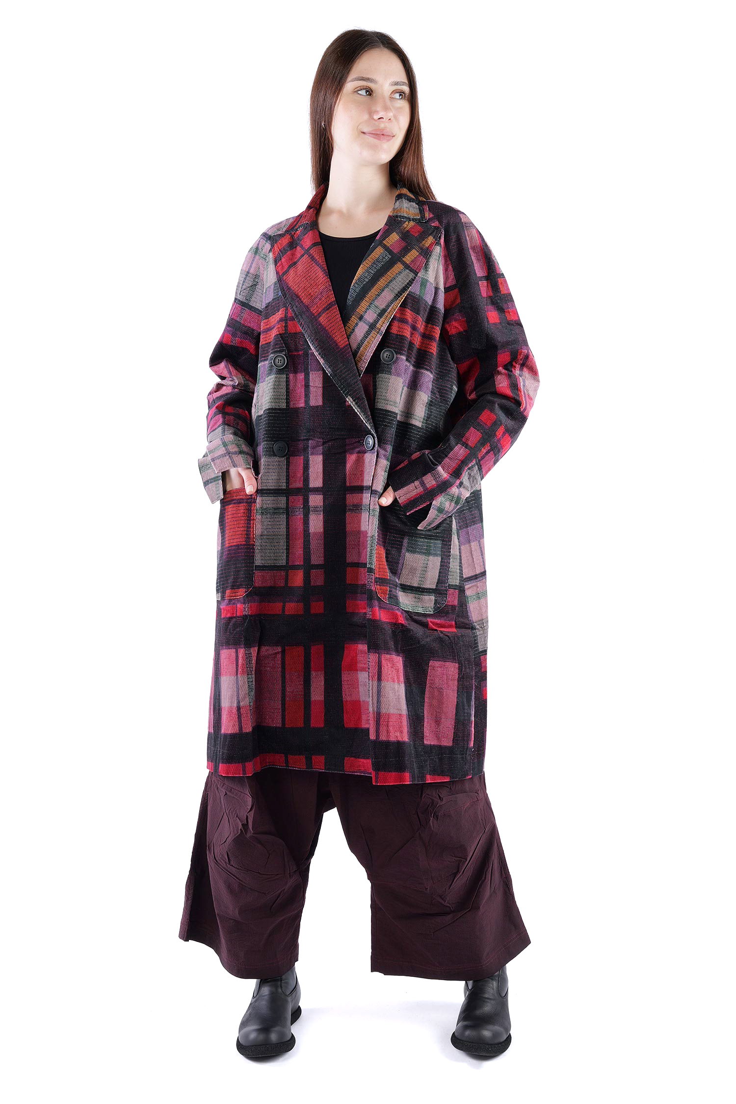 Babycord coat - Check multicolor - 2263231202