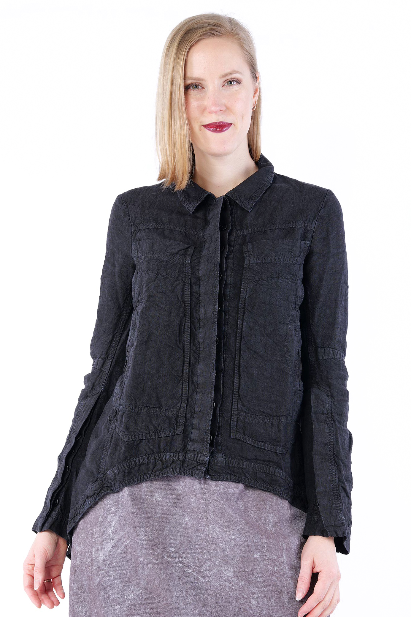 Leinenjacke mit Frackflügeln - Schwarz - 1262021206