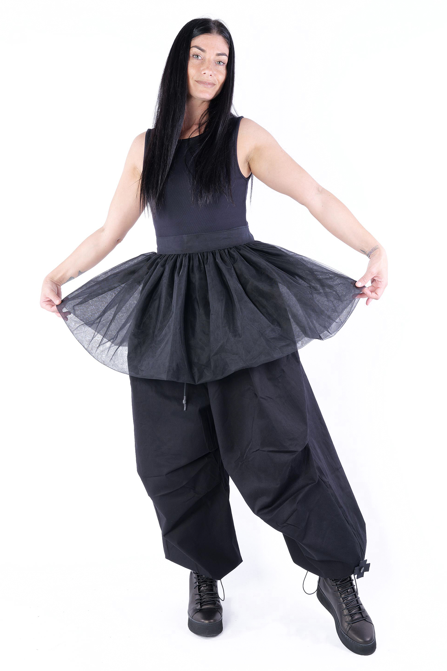 Kurzer Tüllrock - Schwarz - 3009