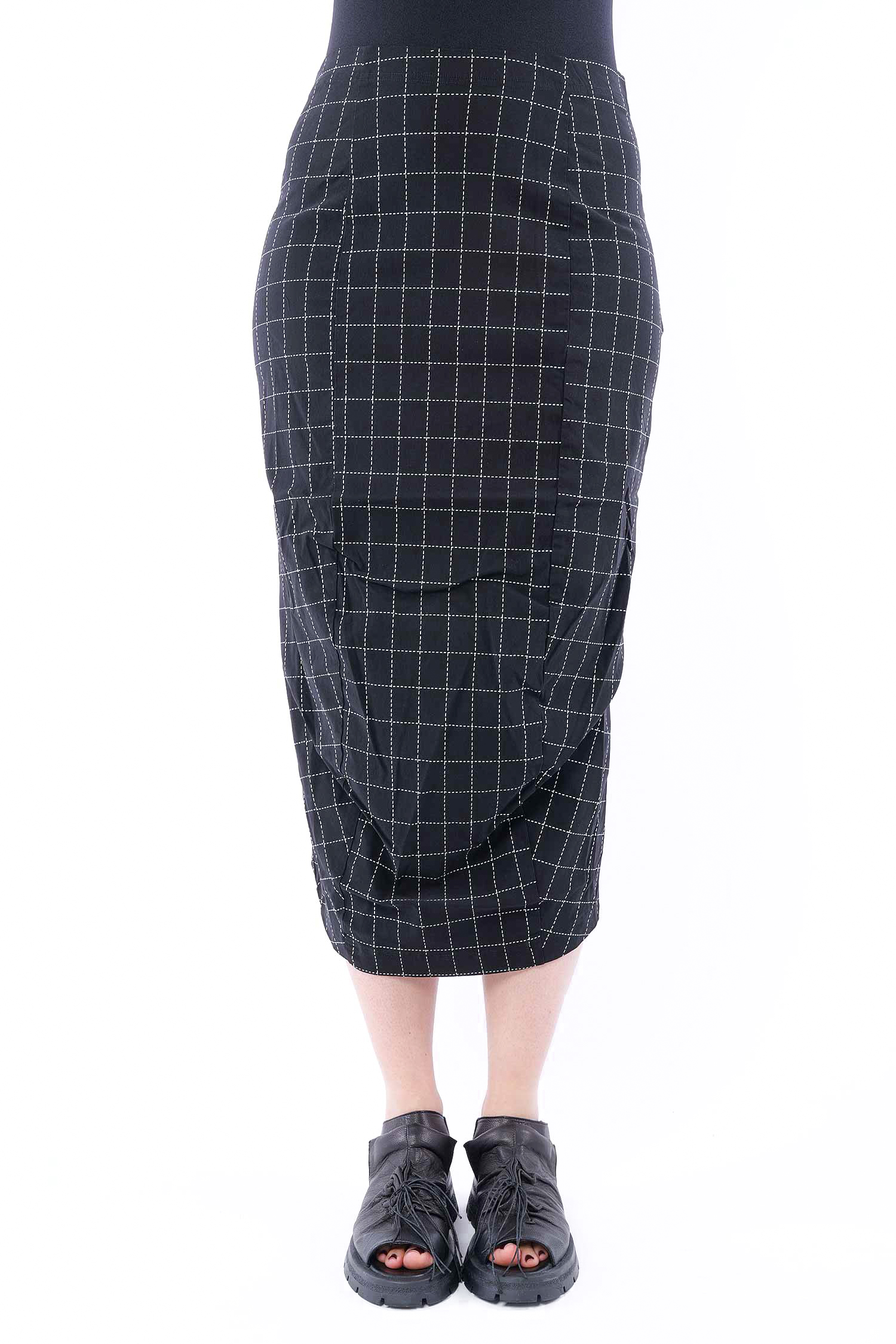 Stretch skirt - Black check - 1263440305