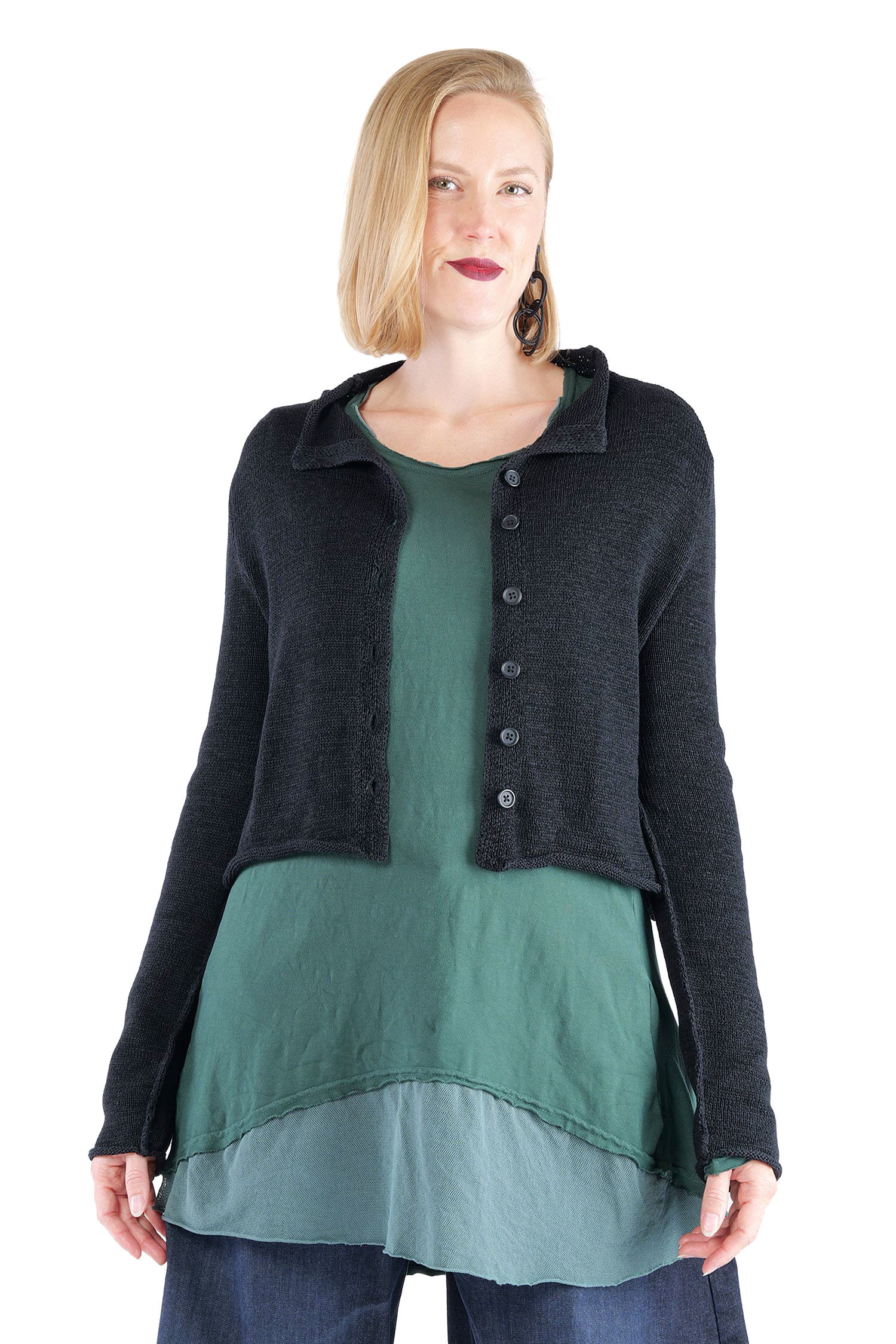 Short knitted jacket - Black - 2263727111