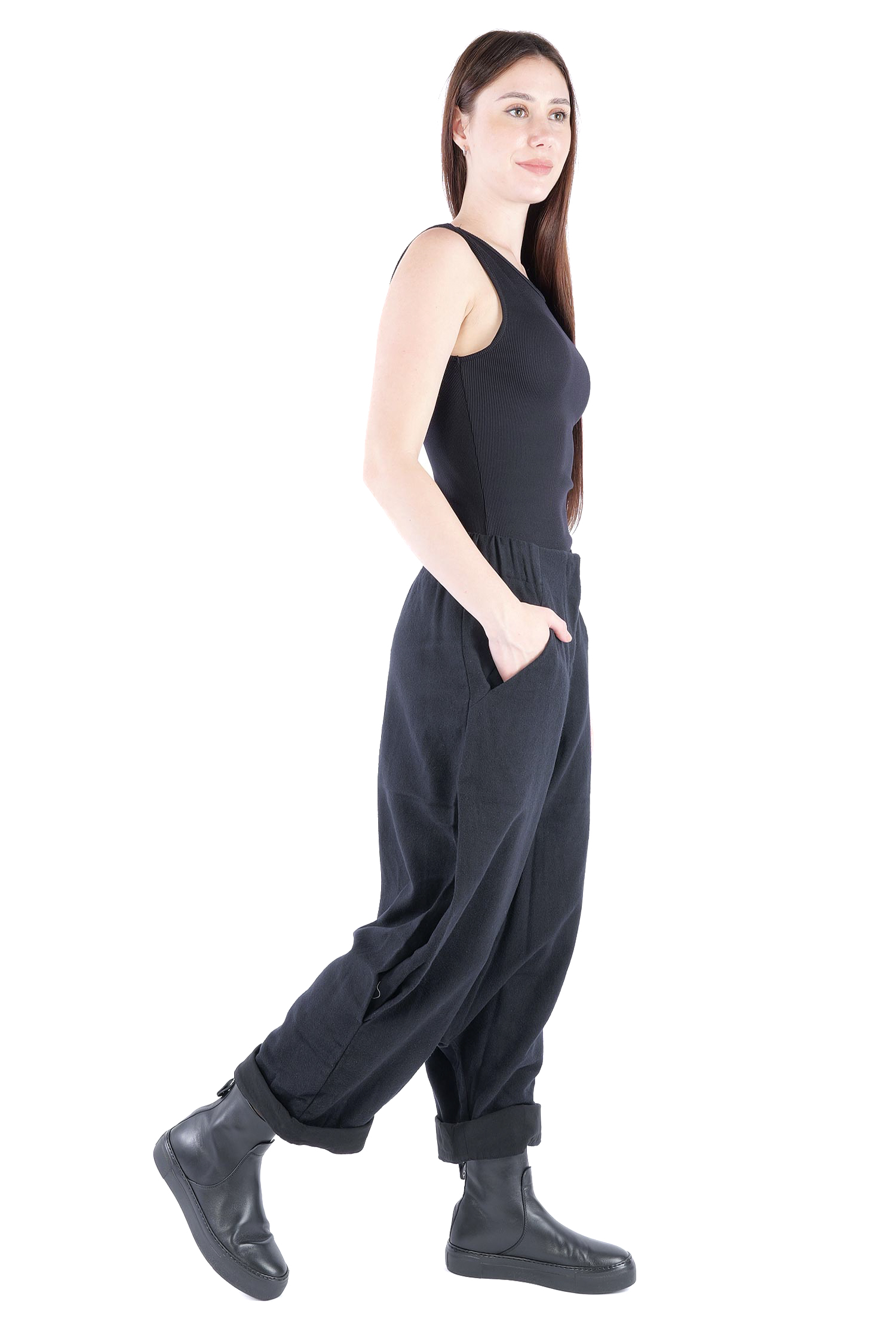 Flanell-Hose - Schwarz - Glano