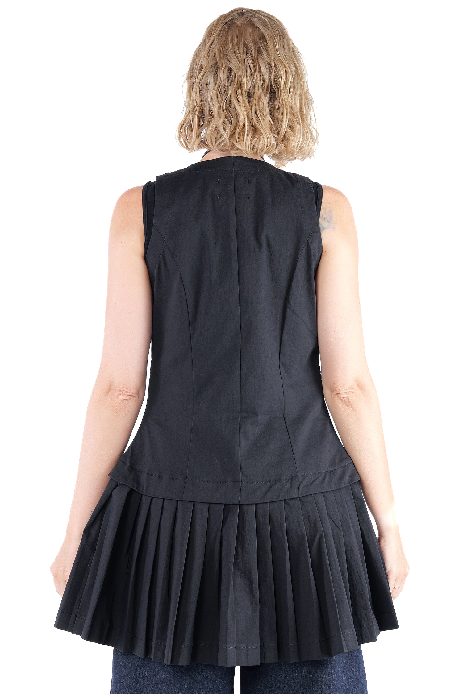 Plissierte Stretch-Weste - Schwarz - 1164