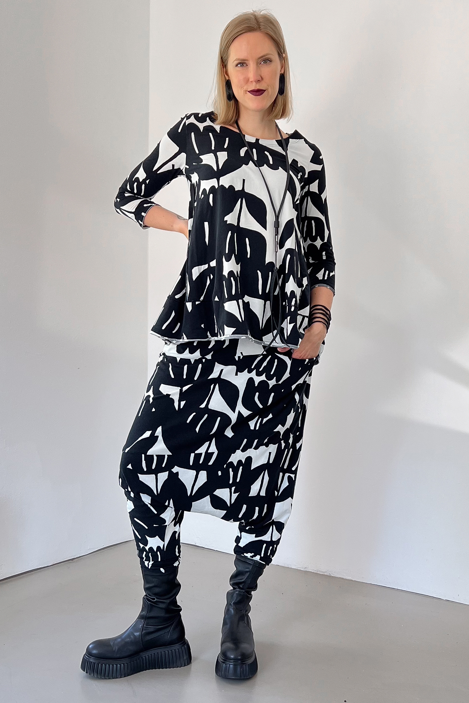 Jersey harem pants - Black print - 1263470112