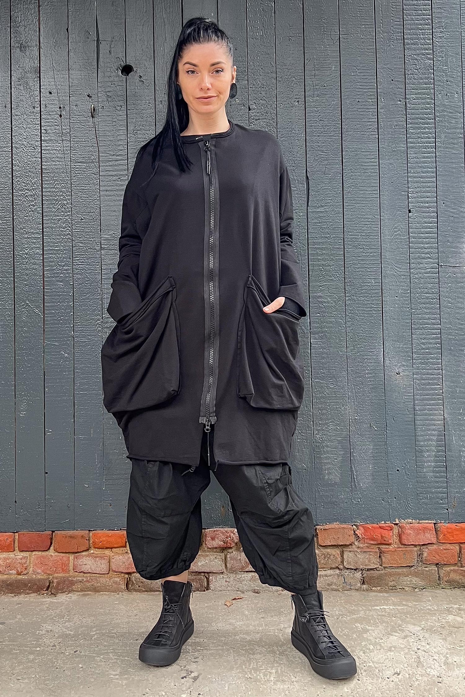 Sweatmantel - Schwarz - 25581