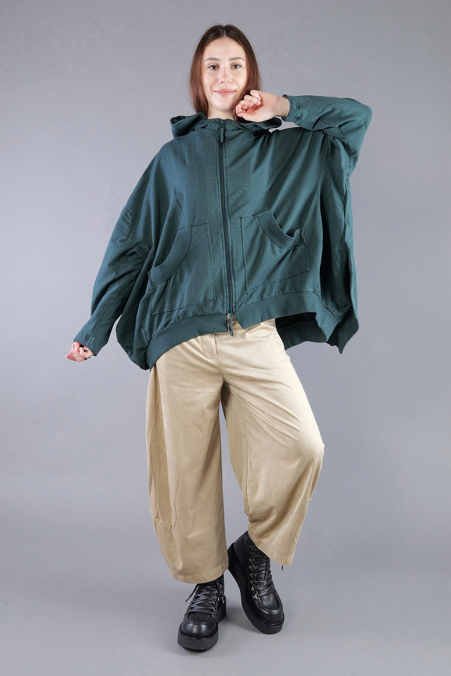 Oversized sweat jacket - Forest - 2263251102