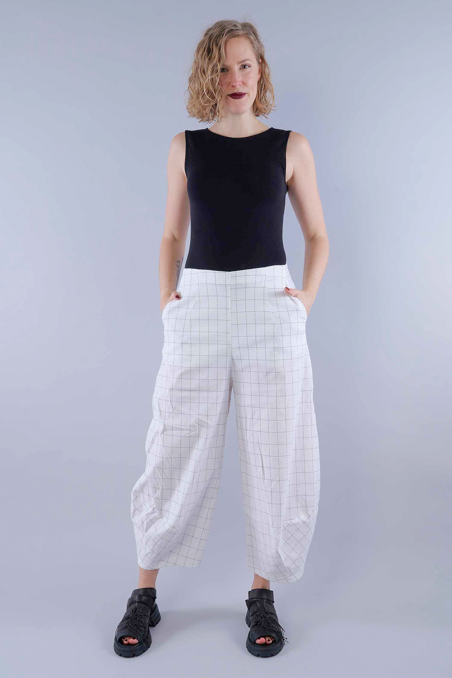 Tulip stretch pants - Offwhite check - 1263440106
