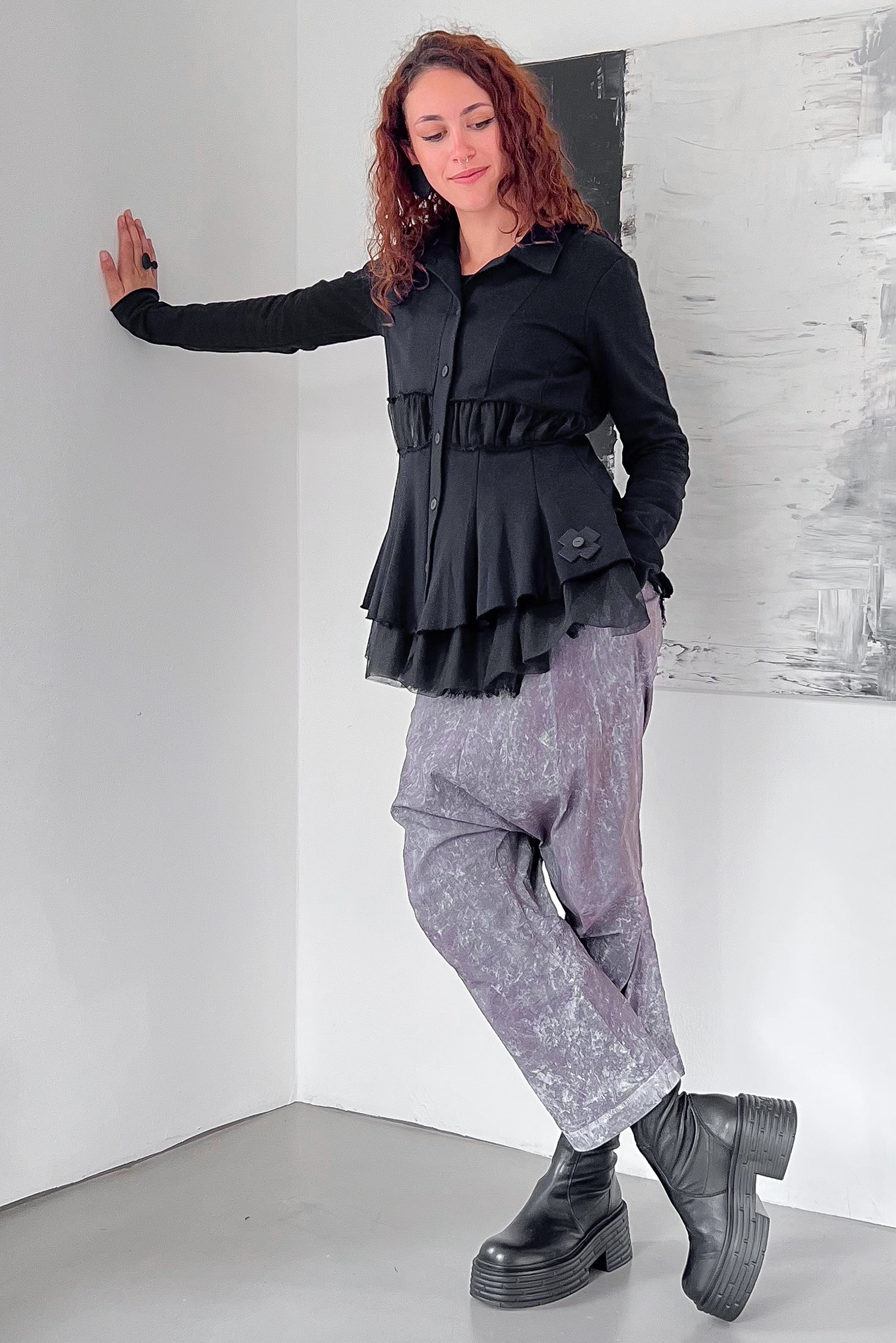 Sweatjacket with tulle - Black - 2118
