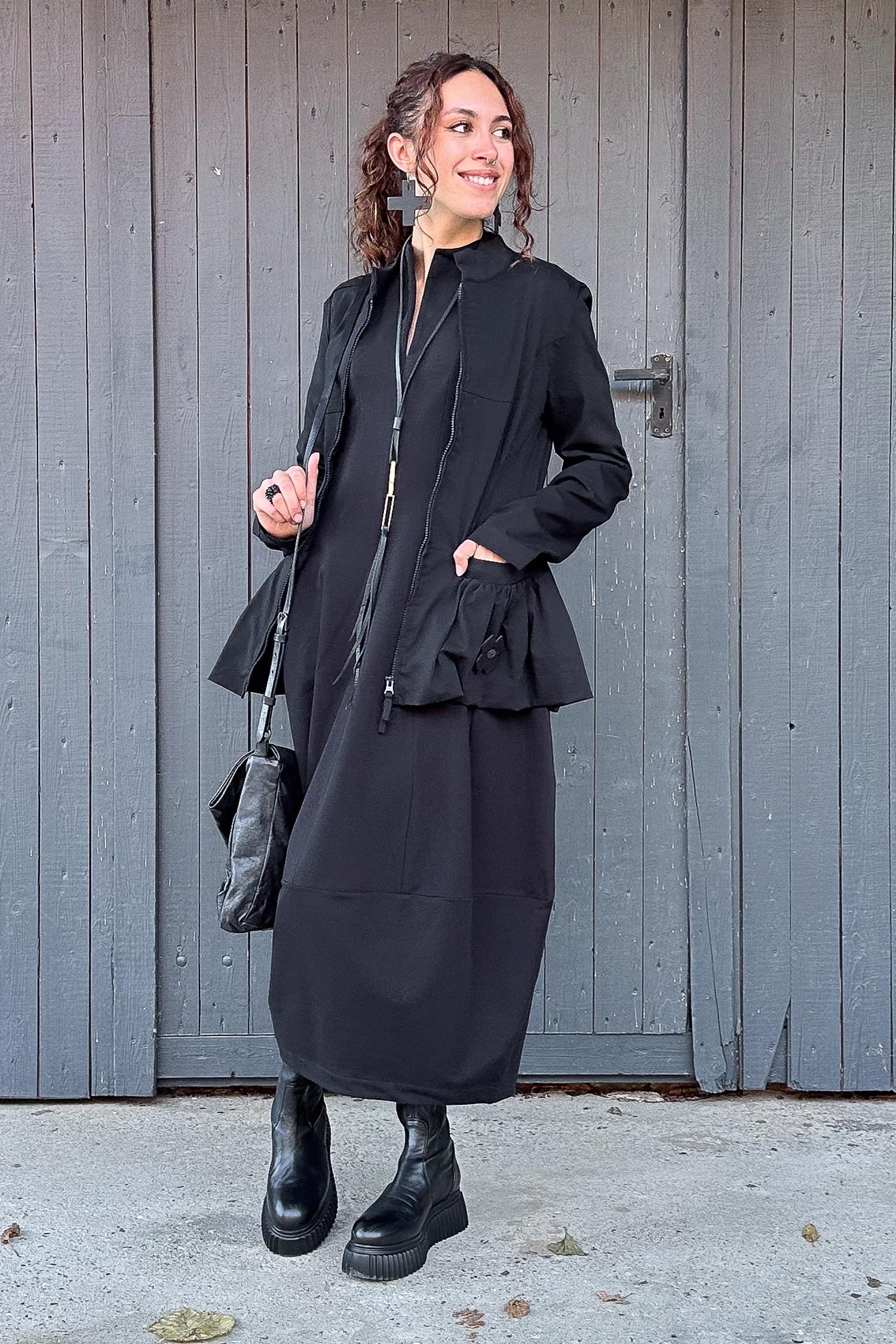 Stretch blazer jacket - Black - 8074