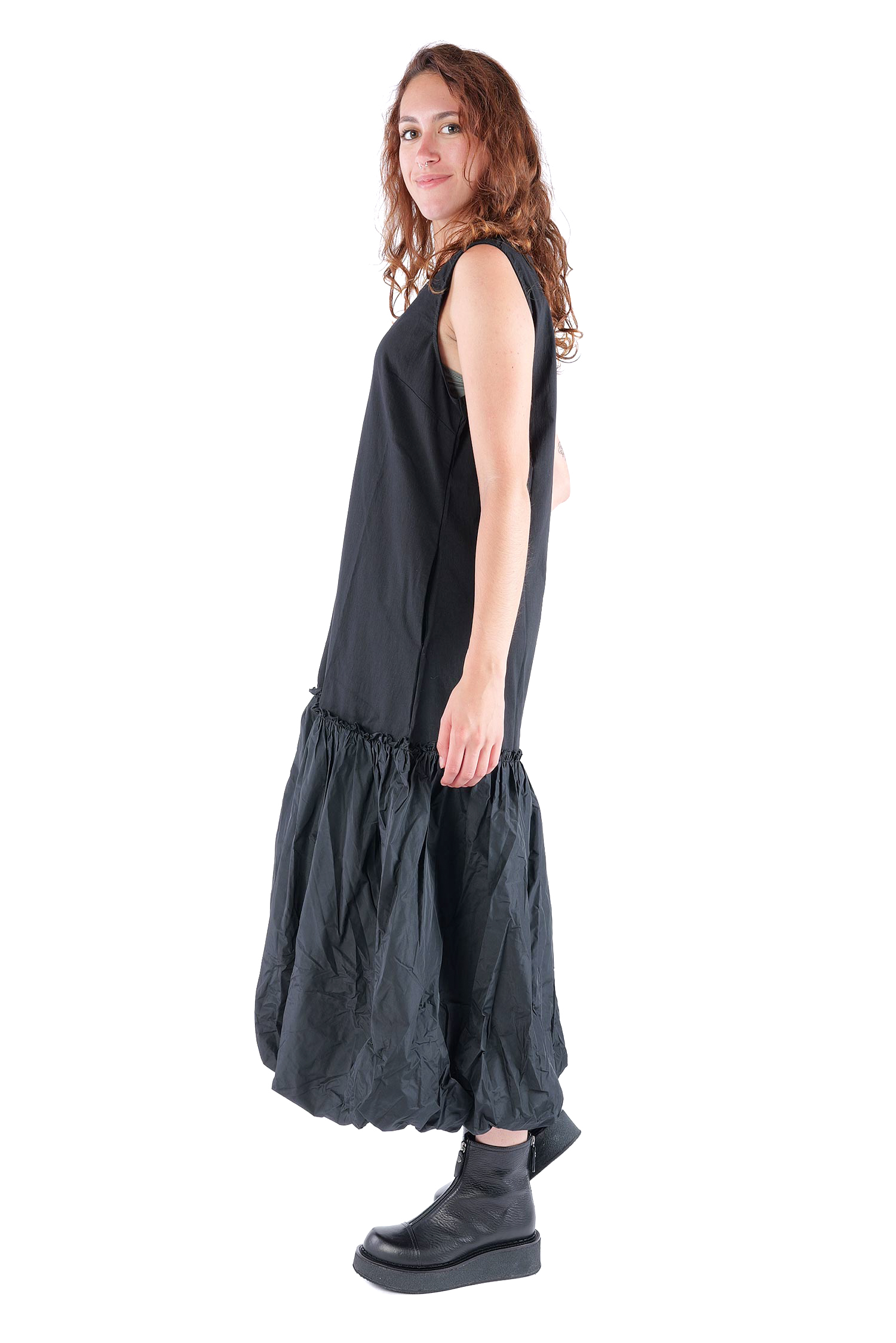 Gerüschtes Kleid - Schwarz - 1124