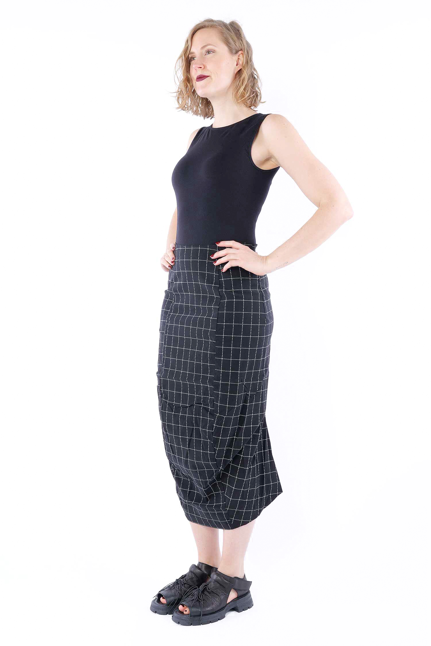 Stretch skirt - Black check - 1263440305