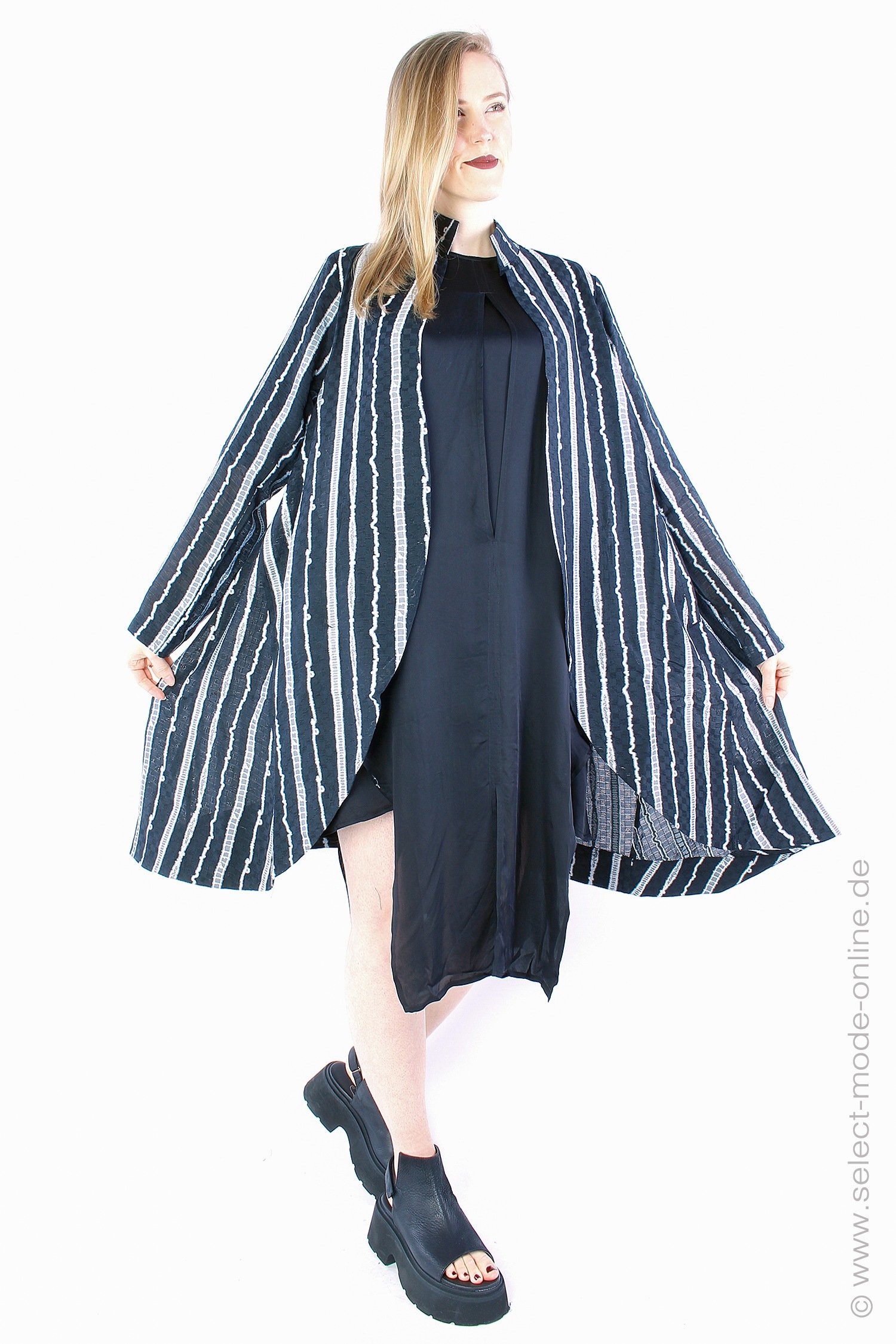 Striped coat - black - 231642