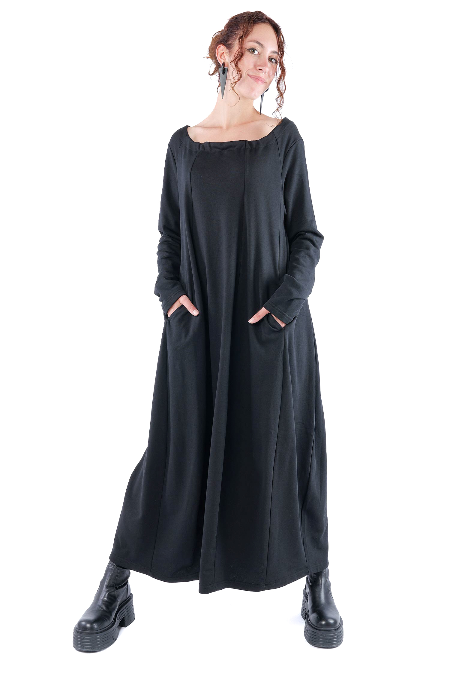 Tulpiges Sweatkleid - Schwarz - 1161