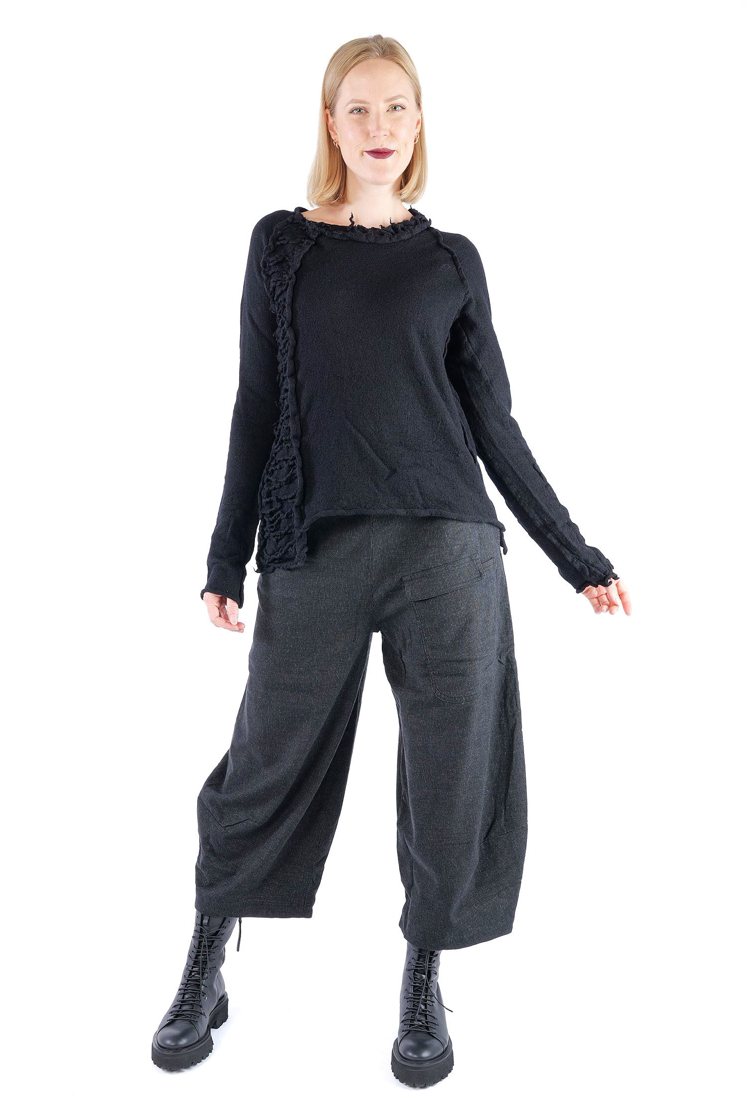 Dekorativer Wollpullover - Schwarz - 2262680705