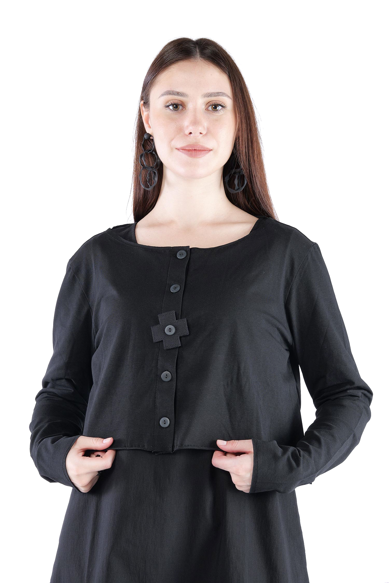 Kurze Jerseyjacke - Schwarz - 2131