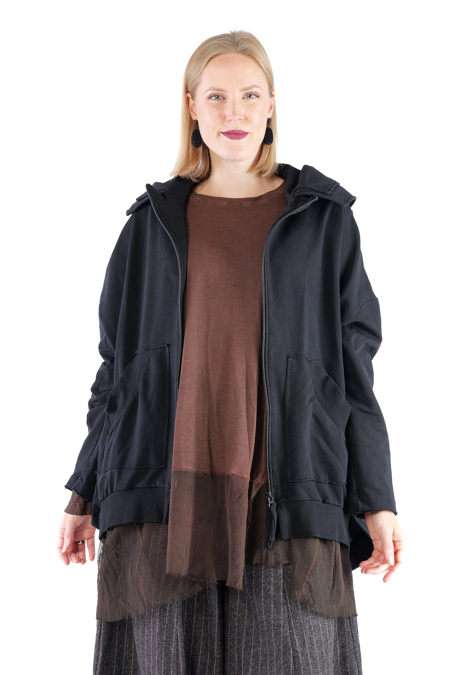Oversize Sweatjacke - Schwarz - 2263251102