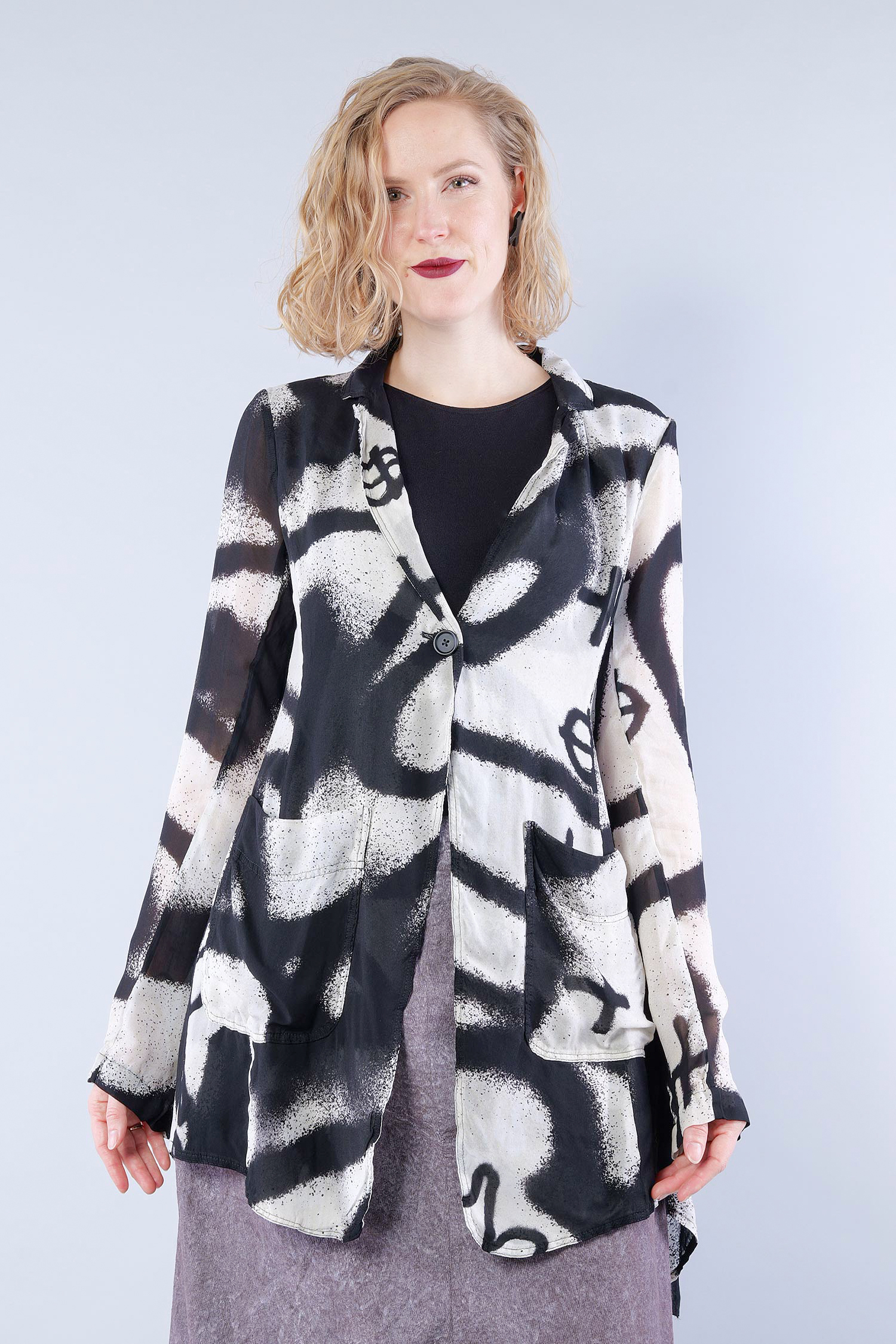 Asymmetrical jacket - Black print - 1261771108
