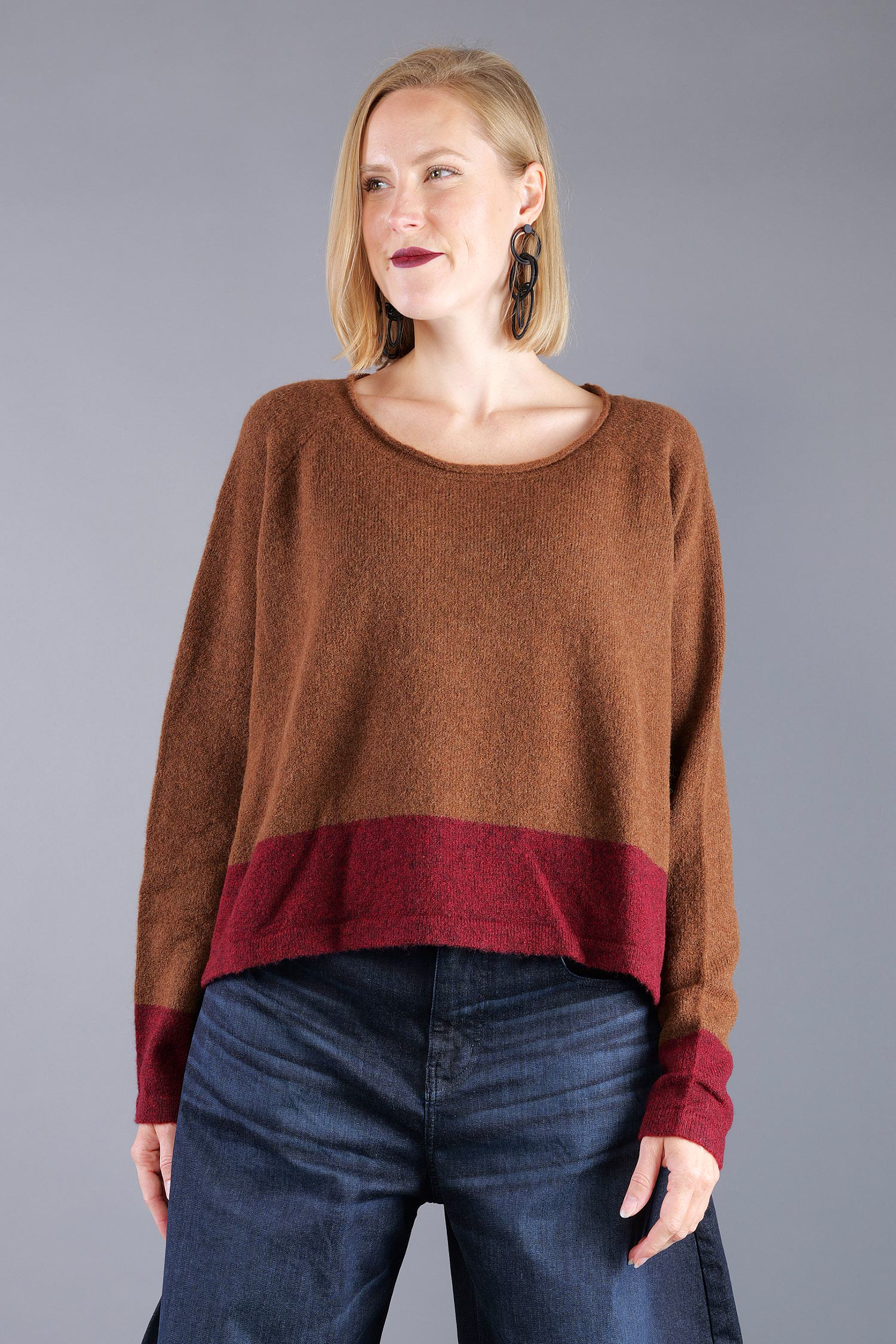 Knitted pullover - Bronze lava - 2263480702