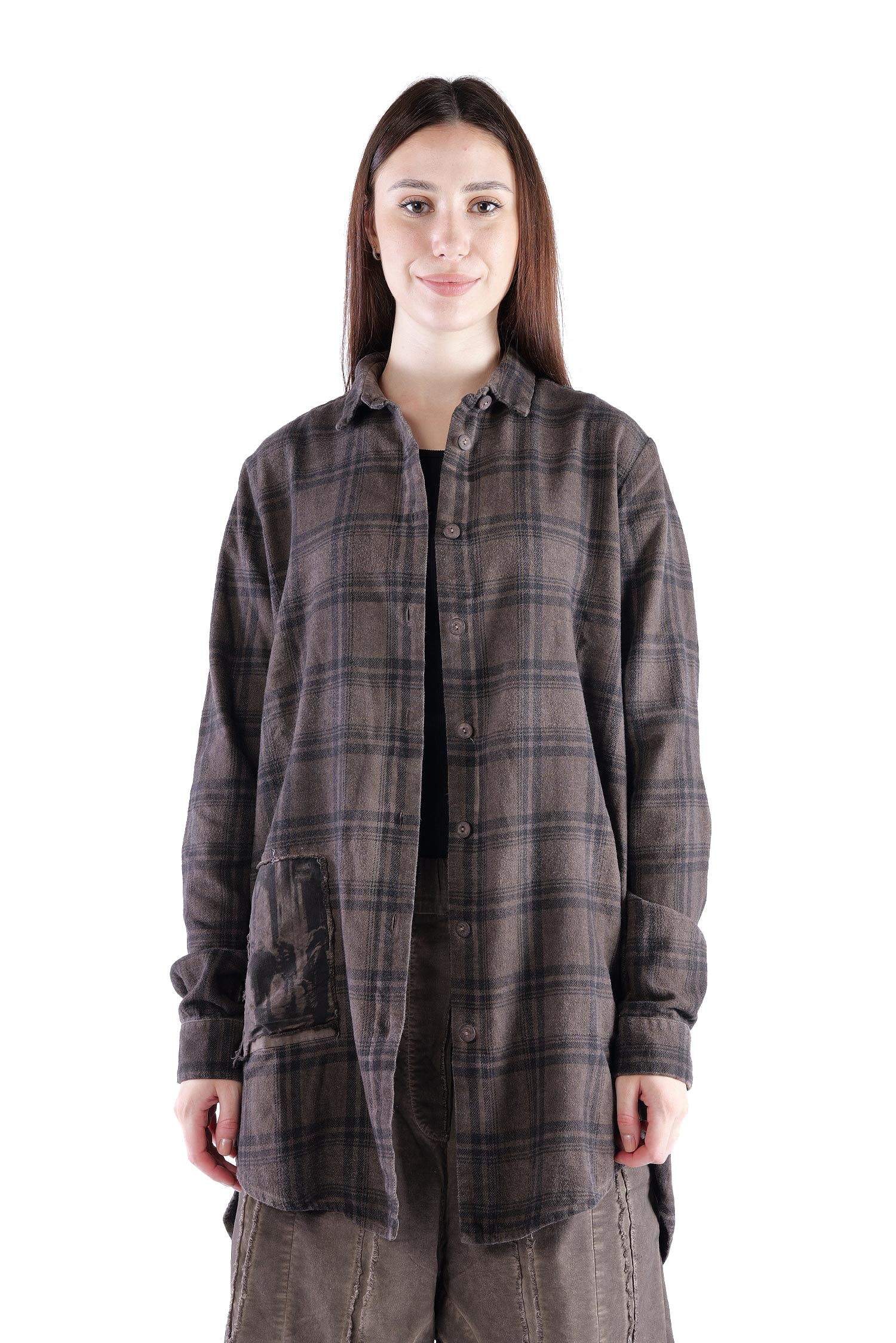 Legere Hemd-Bluse - Truffle old dye check - Allora