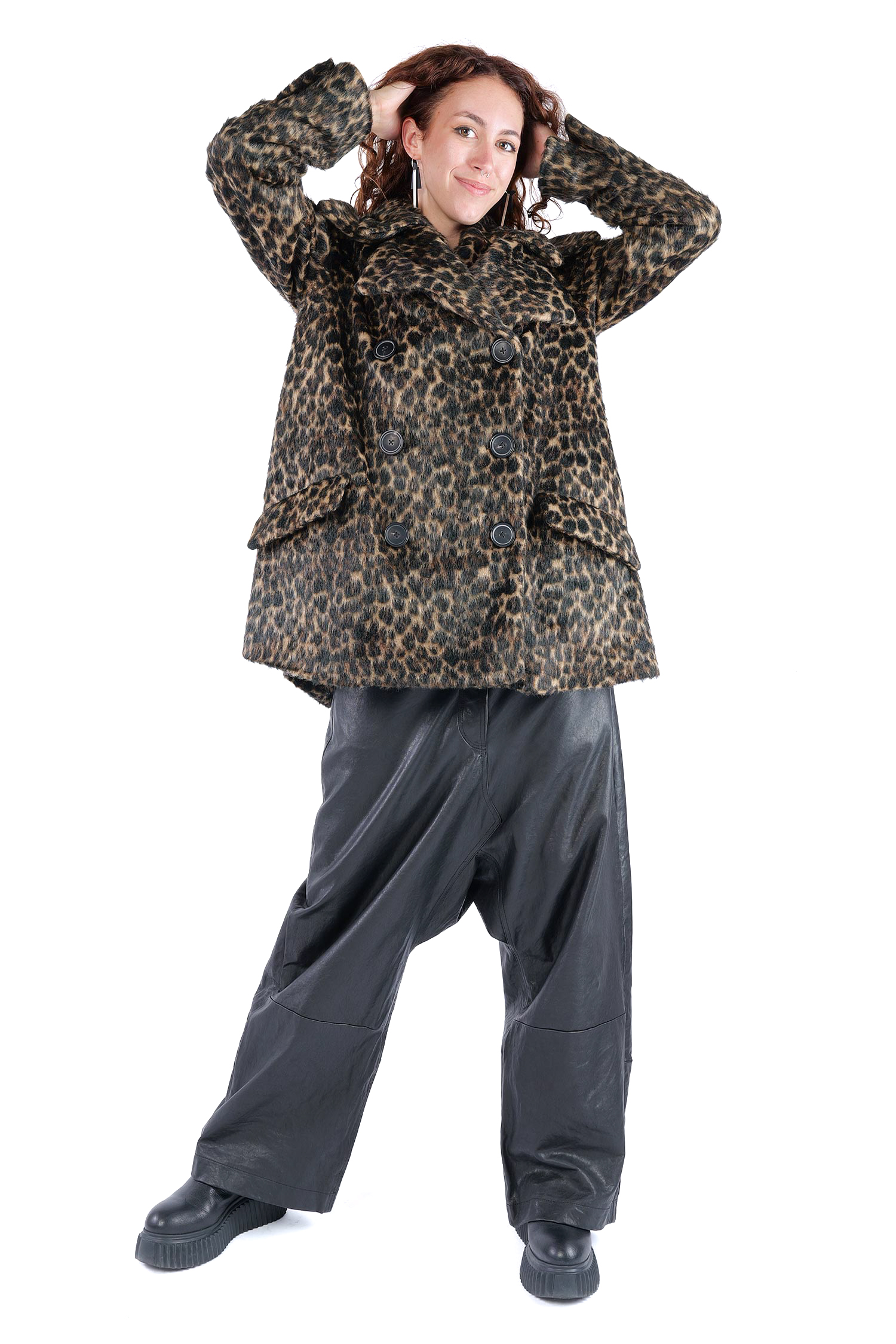 Oversized leopard fur jacket - Leo jacquard - 2261191102