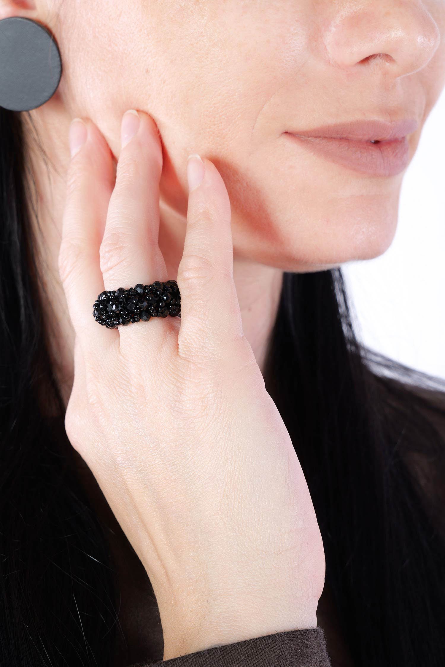 Facettierter Ring - schwarz - 1812