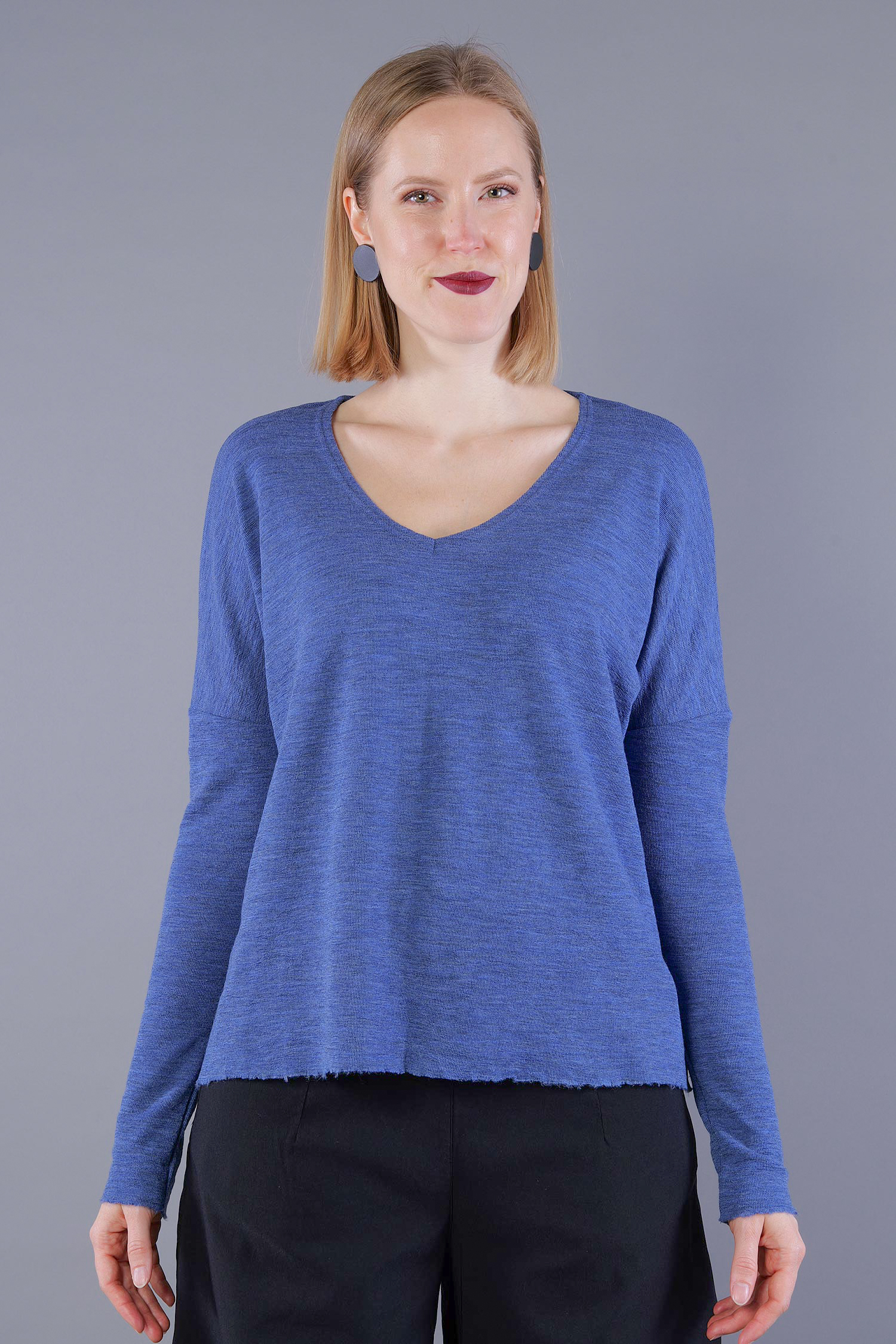 Merino Pullover - indigo melange - 4027