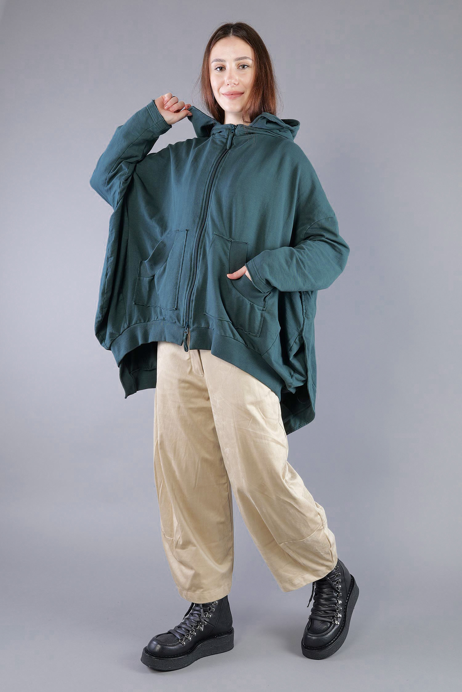 Oversized sweat jacket - Forest - 2263251102