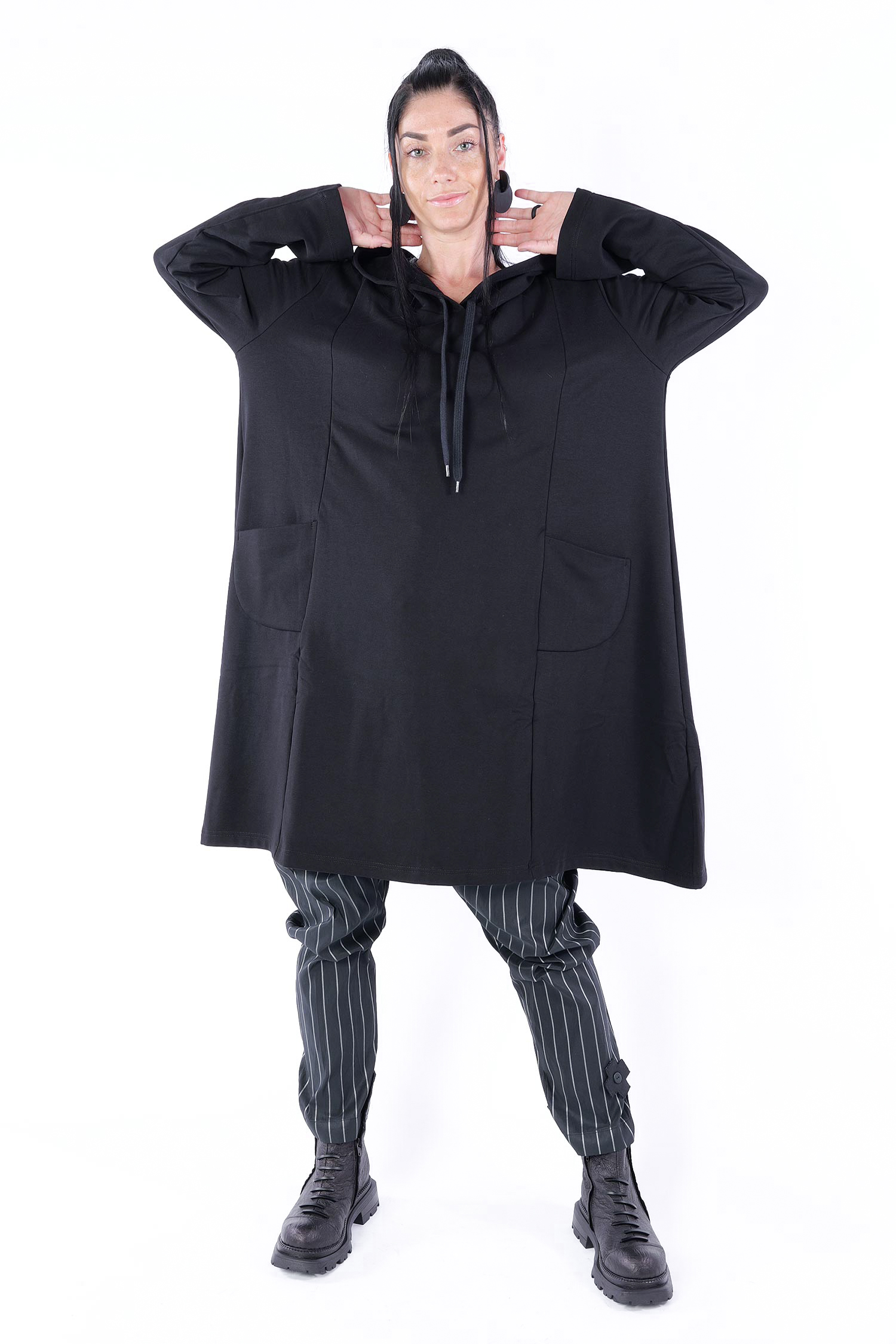 Tunika mit Kapuze - Schwarz - U5840-U