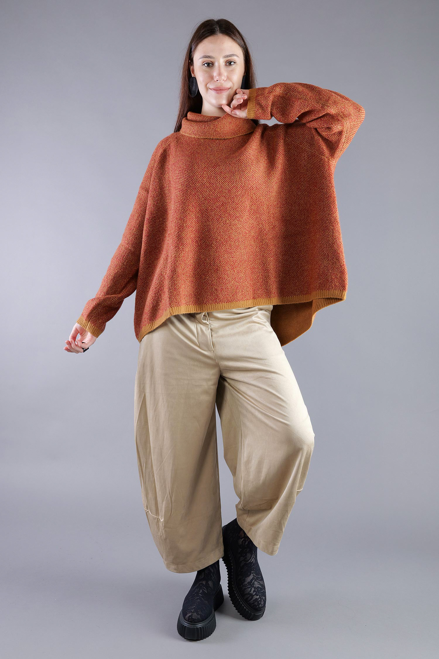 Strickpullover - Bronze lava jacquard - 2263270702