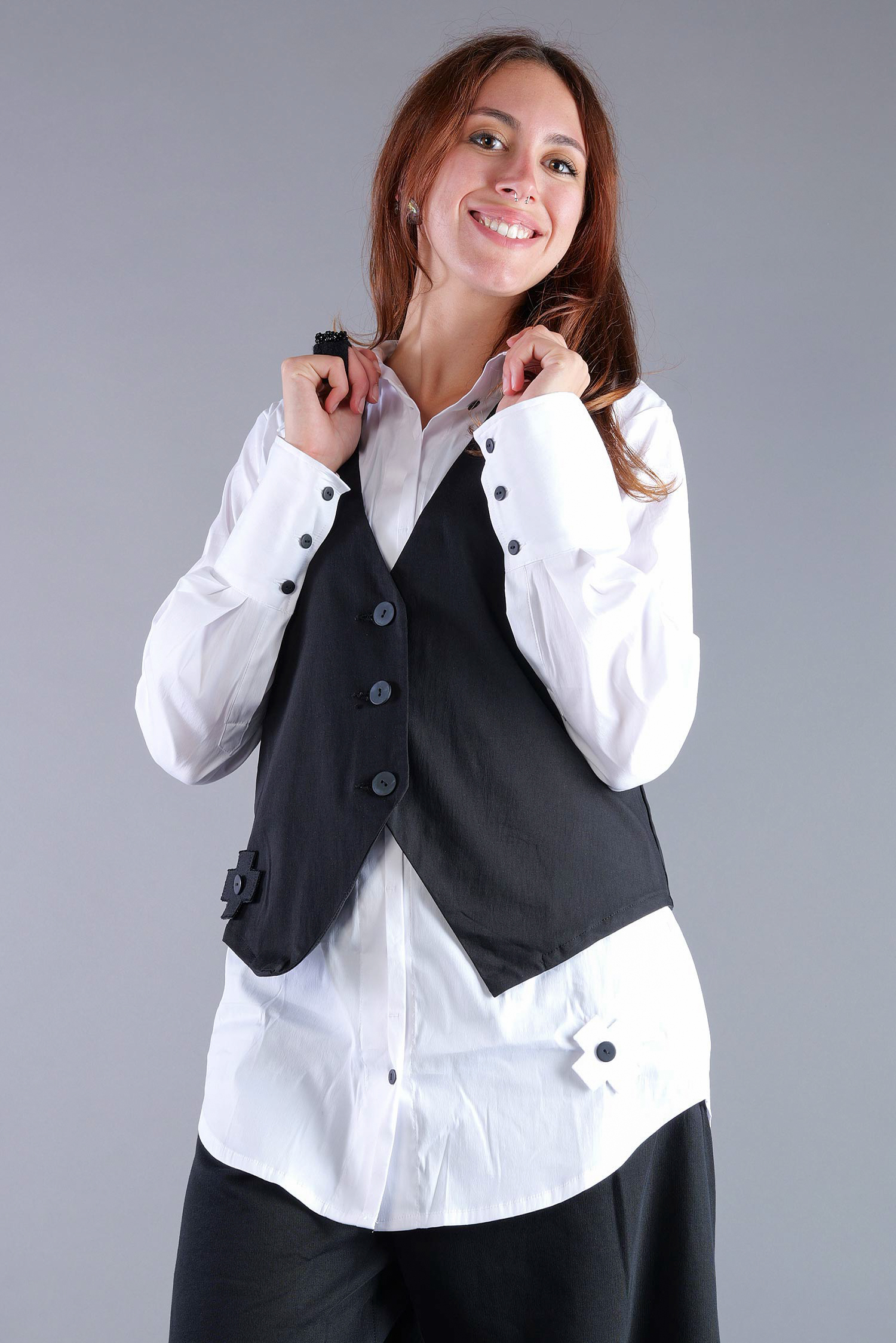 Stretch-Weste - Schwarz - 4036