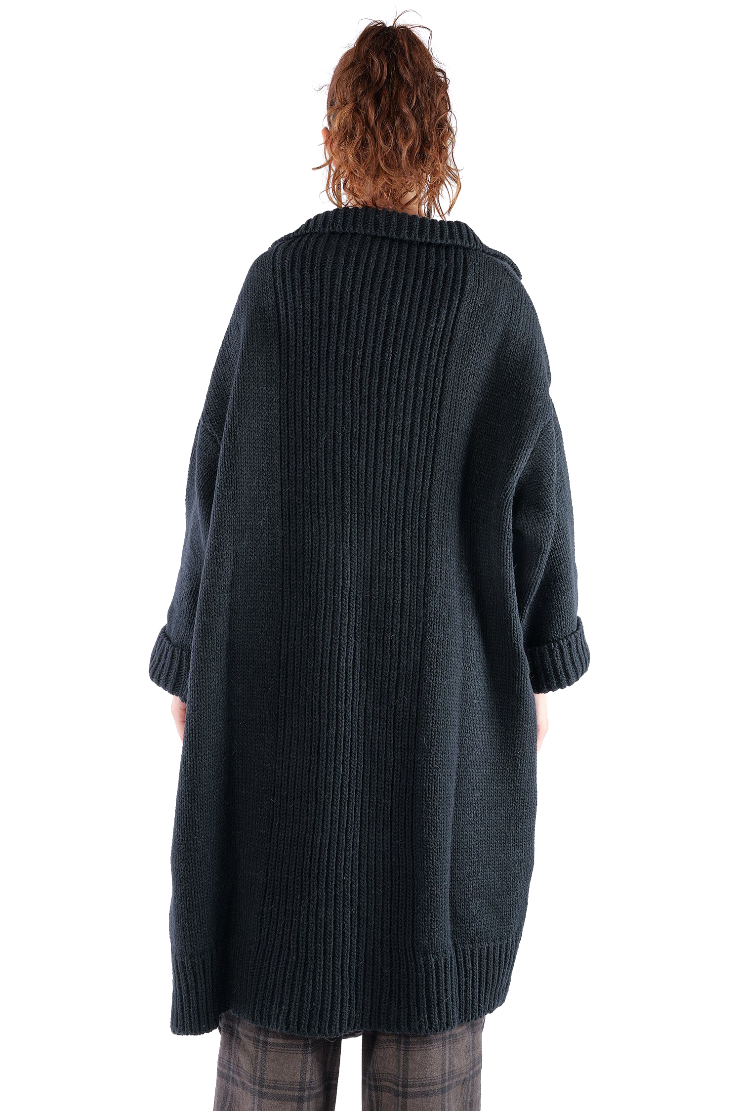 Oversize Strickmantel - Schwarz - Kongo