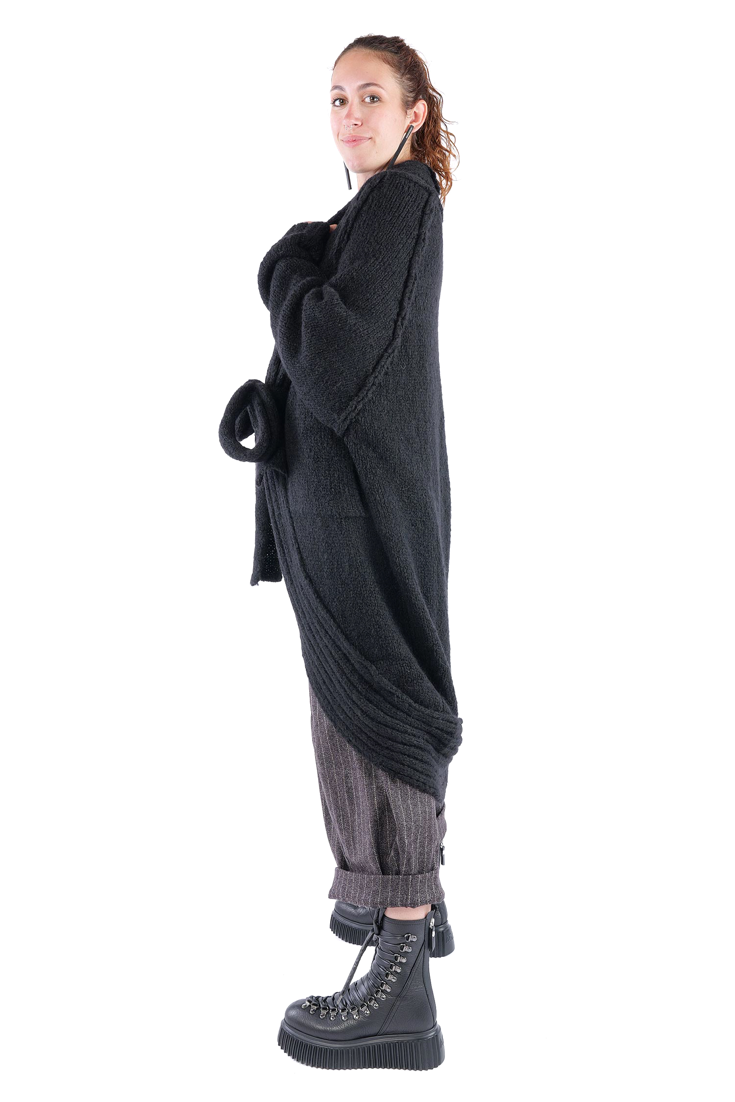 Oversize Cardigan - Schwarz - Serpent