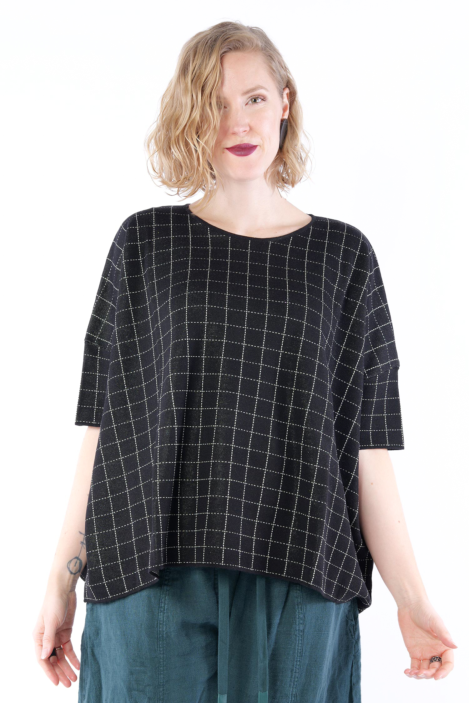 Strickshirt - Black silver check - 1263520704