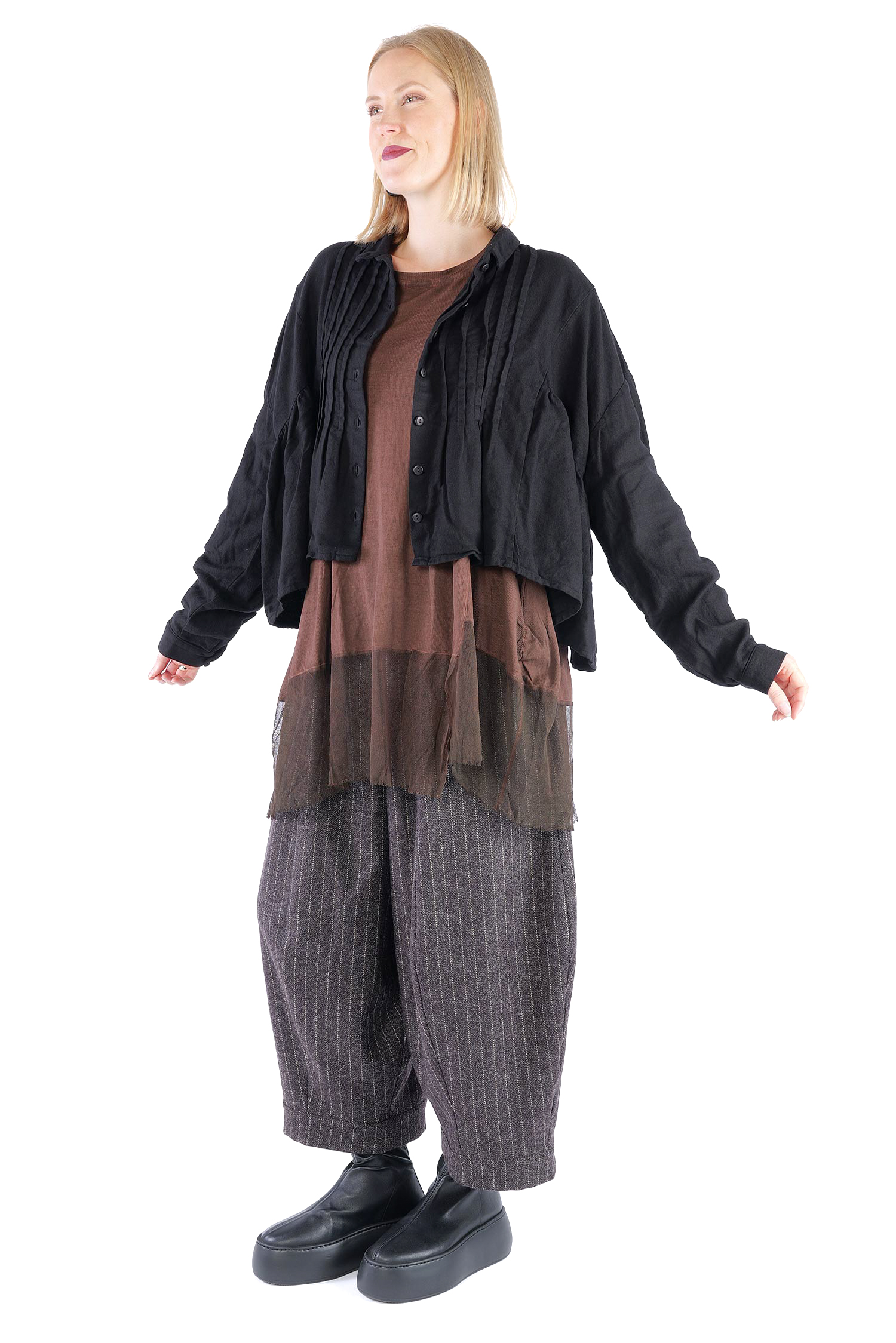 Kurze Flanelljacke - Schwarz - Innenfrei