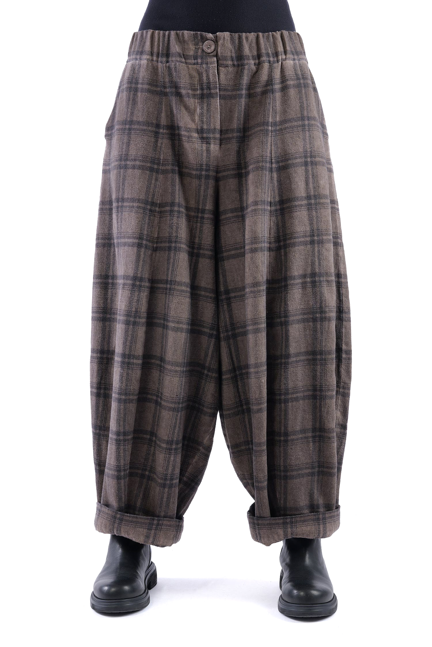 Wide pants - Truffle old dye check - Alido