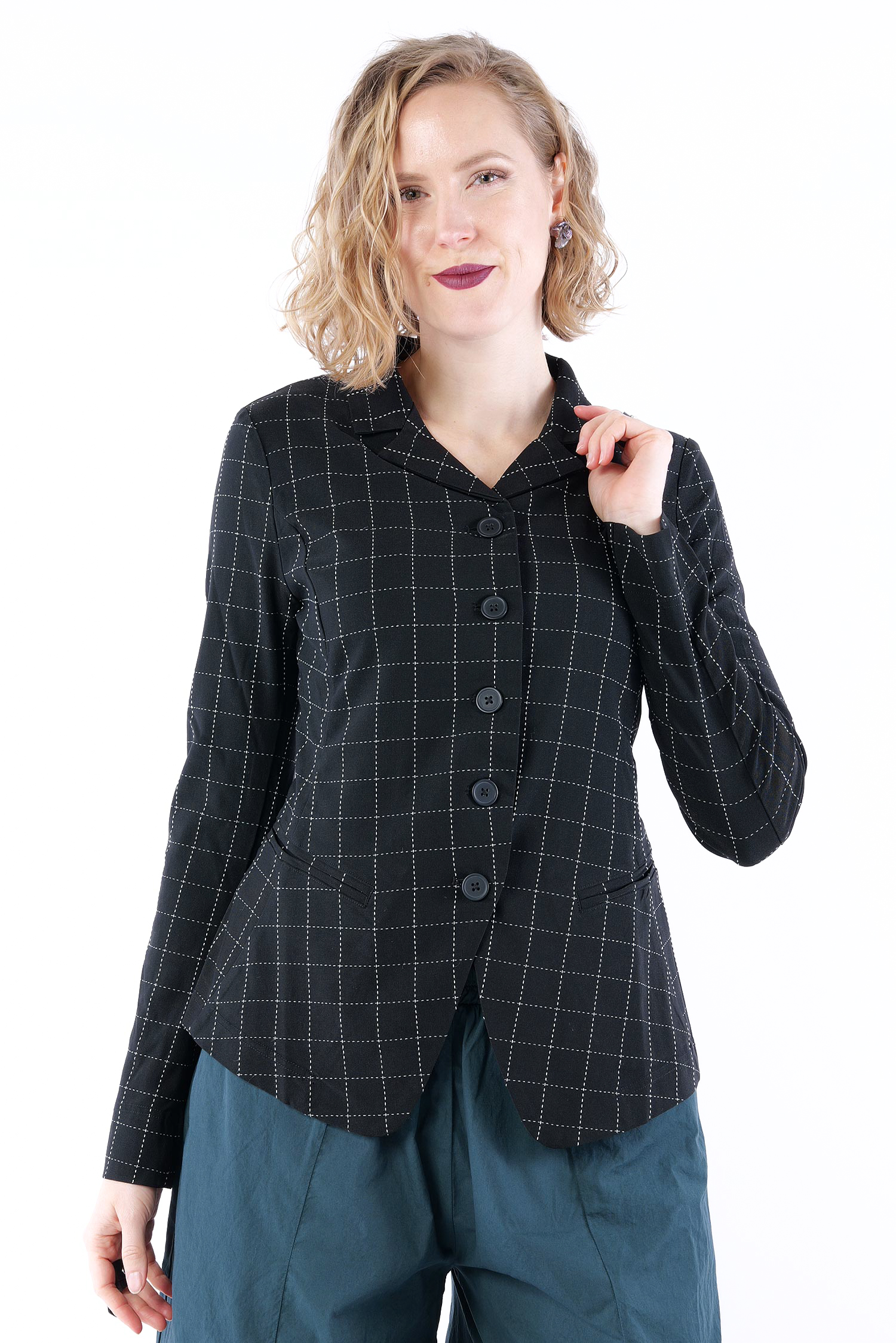 Stretch Blazer-Jacke - Black check - 1263451104