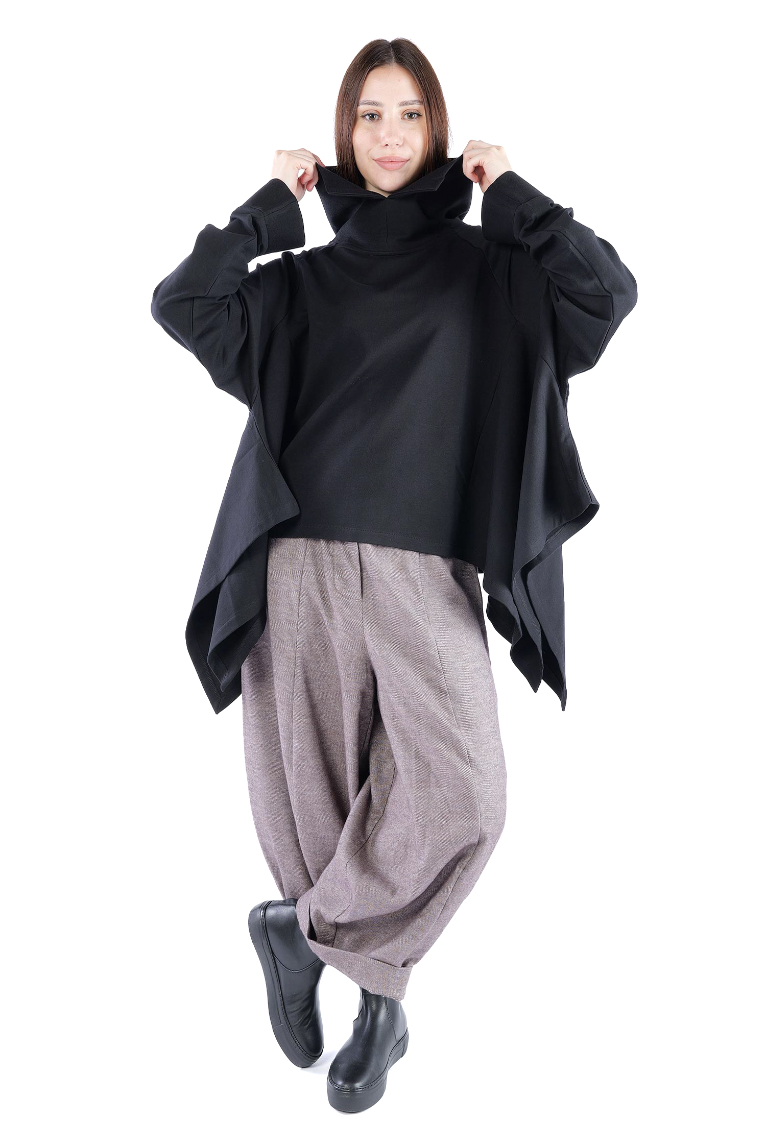 Asymmetrischer Pullover - Schwarz - 26.2-KHF112