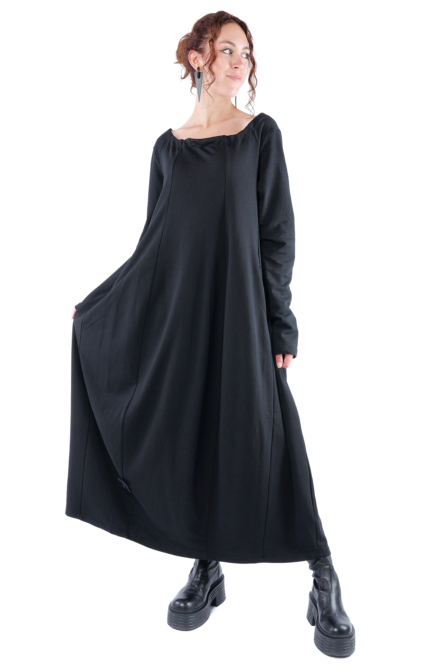 Tulpiges Sweatkleid - Schwarz - 1161