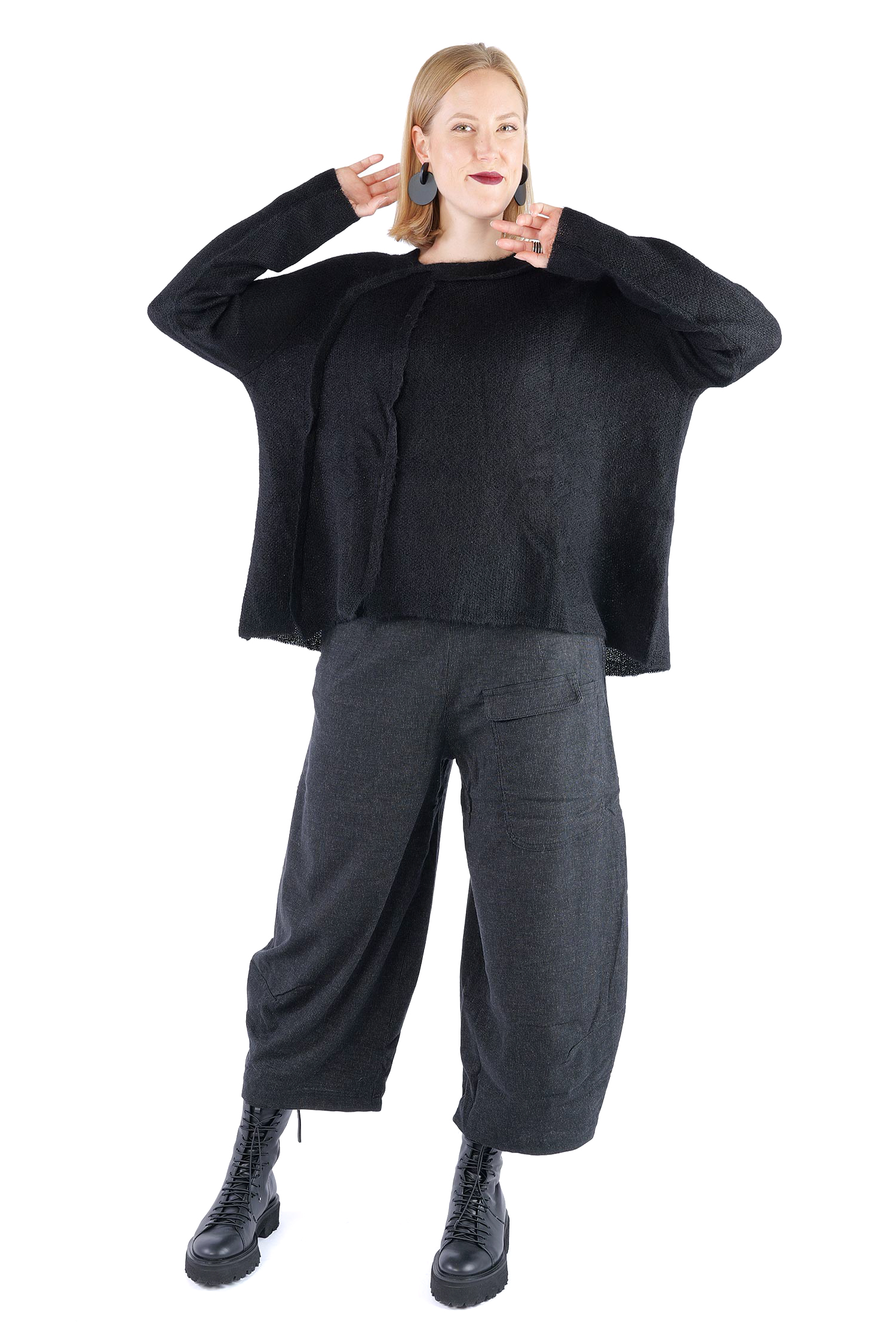 Oversize Strickpullover - Schwarz - 2262450703