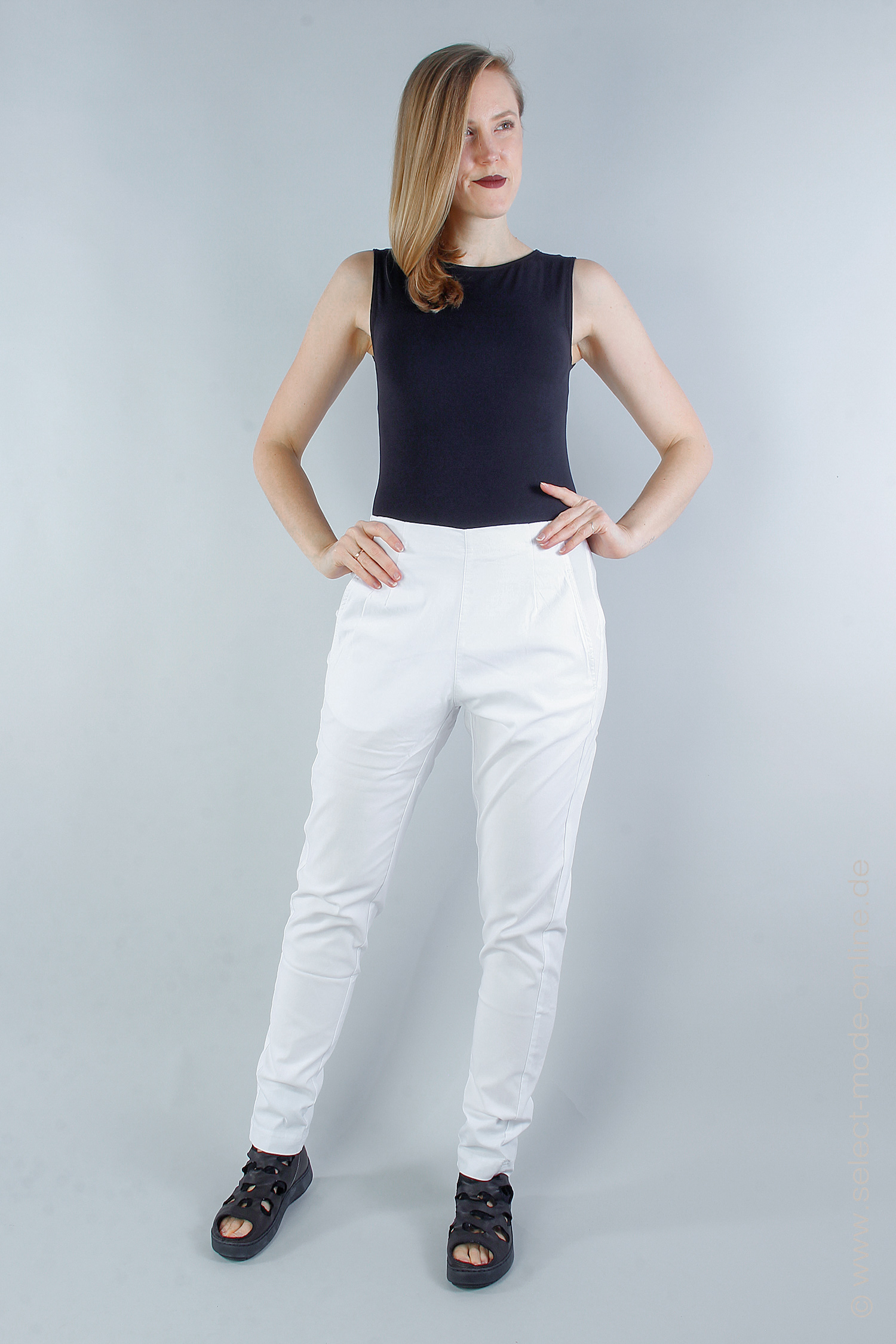 Casual stretch pants - White - 1243440136