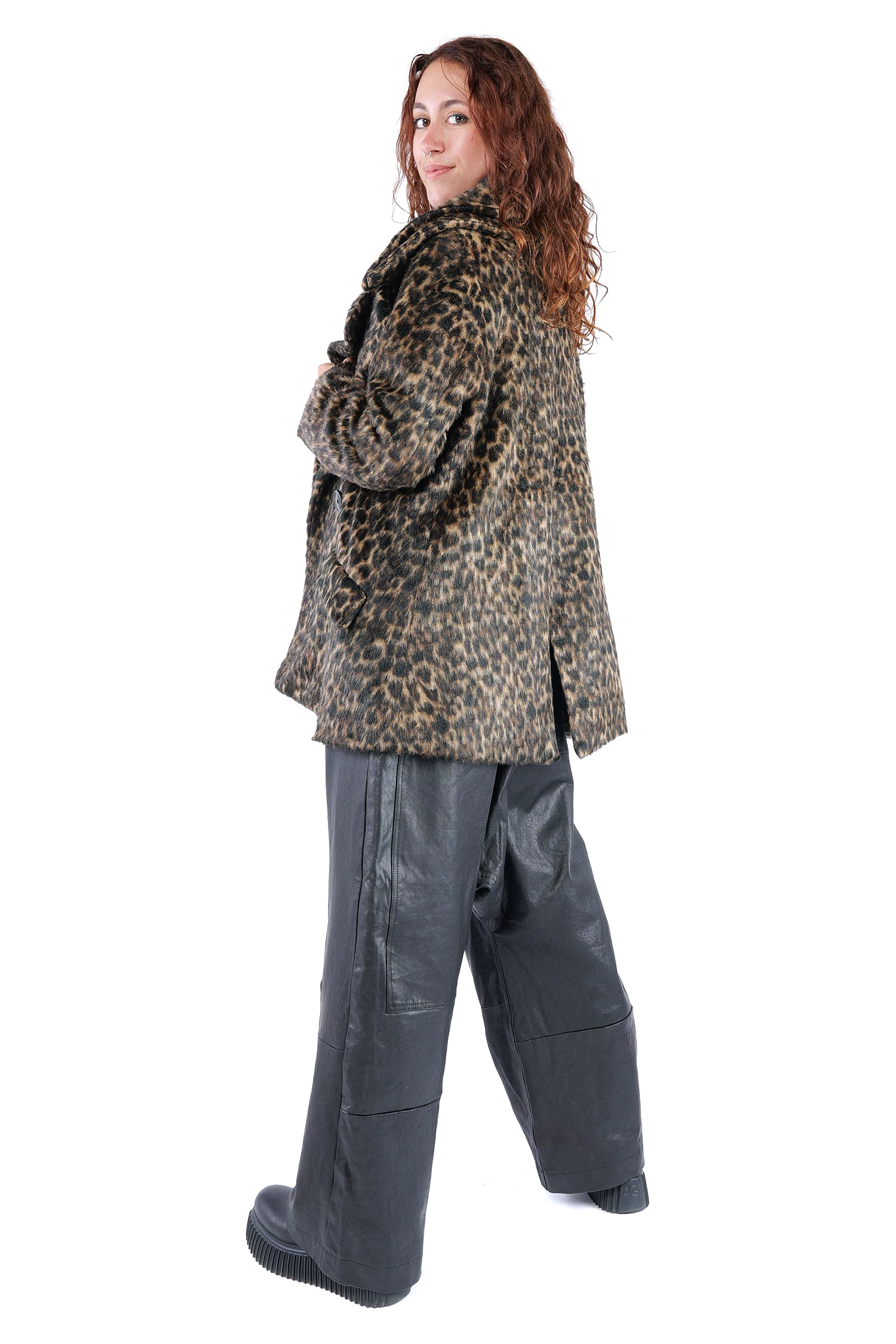 Oversized leopard fur jacket - Leo jacquard - 2261191102