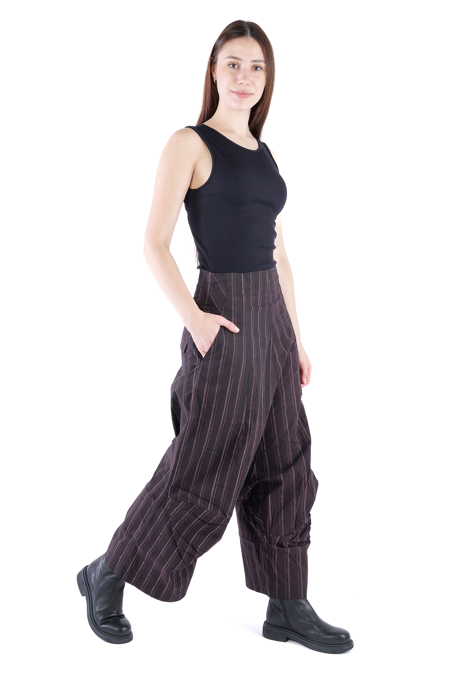 Weite Stretchhose - Purple cloud stripe - 2261240104