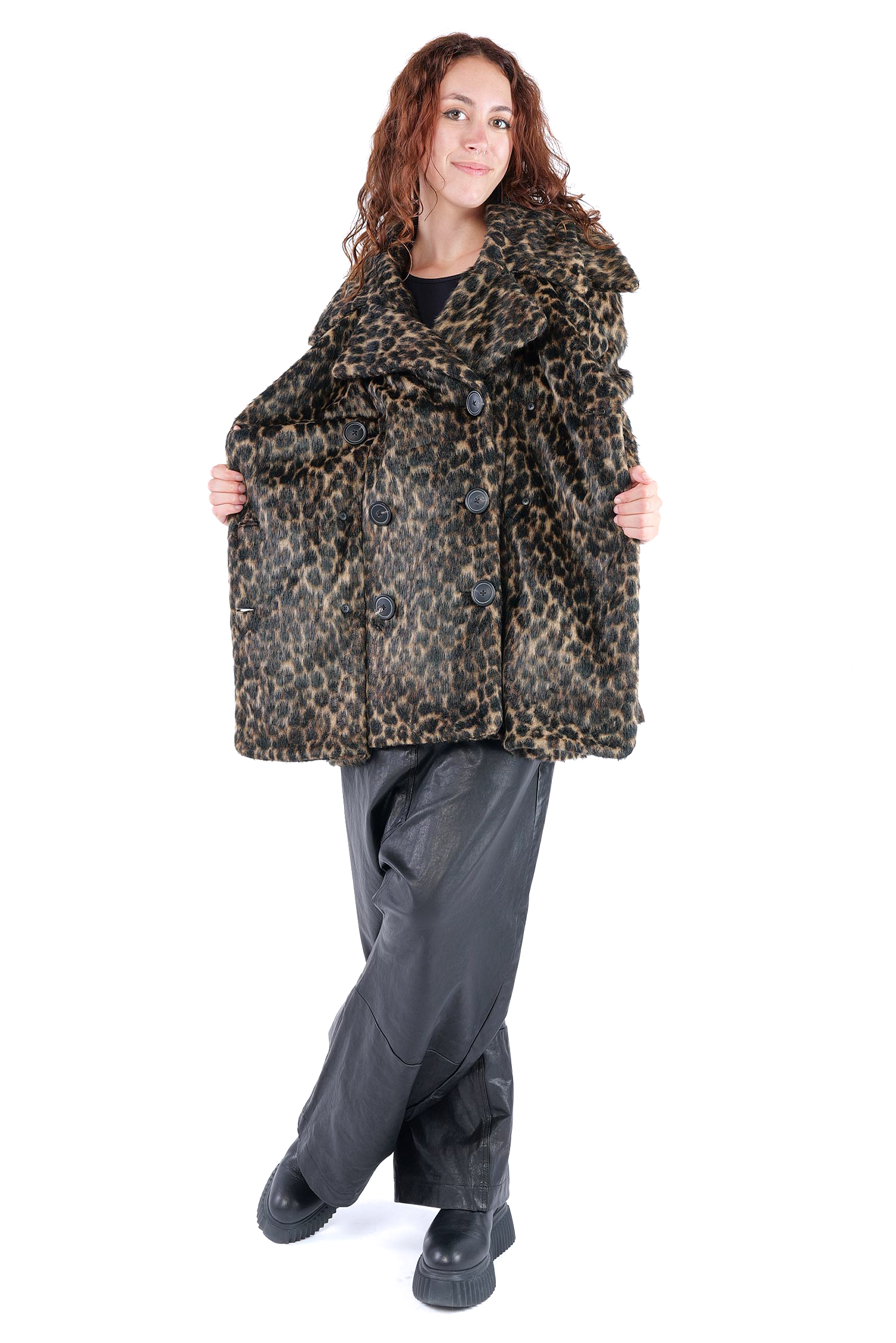 Oversized leopard fur jacket - Leo jacquard - 2261191102