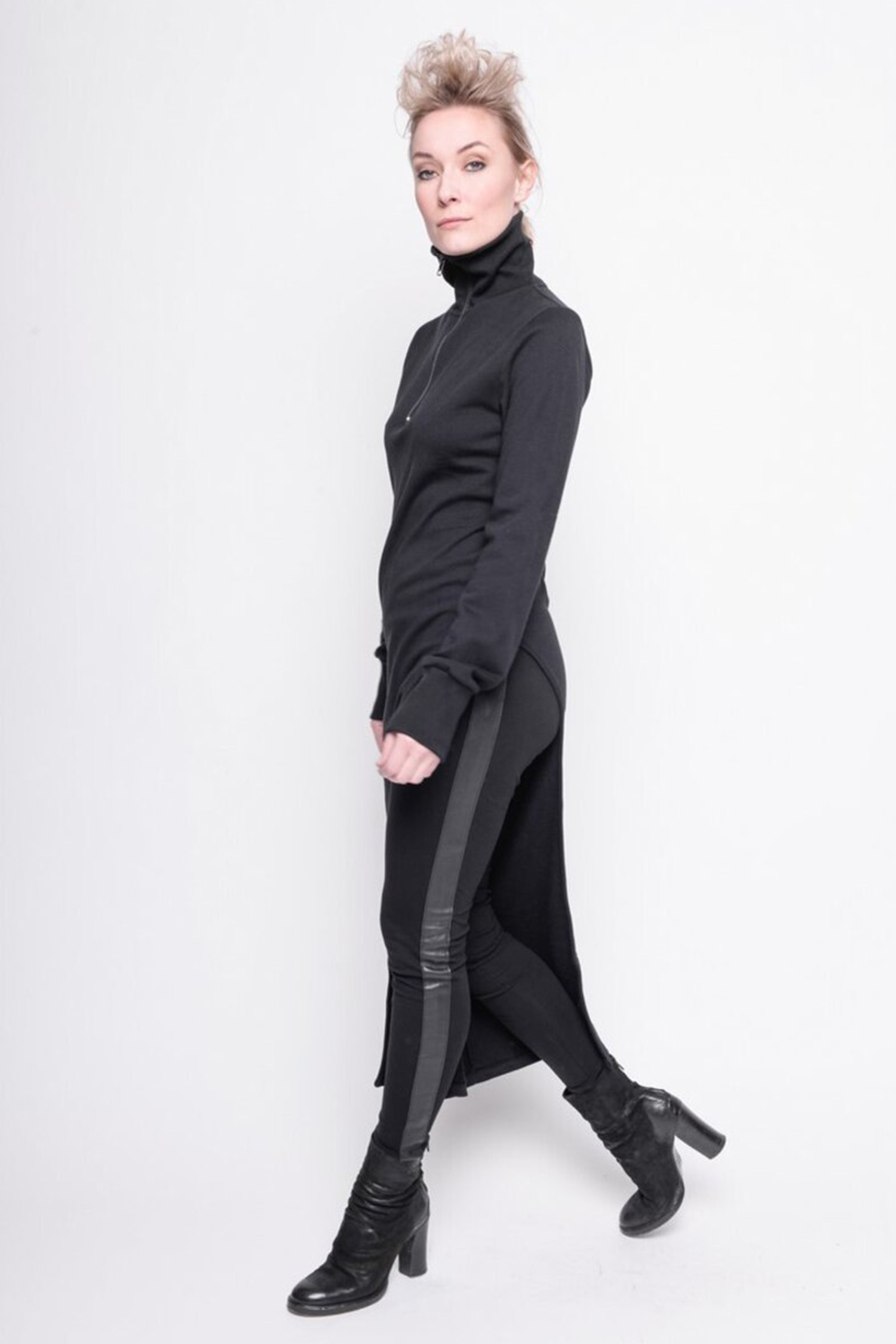 Leggings mit Leder - schwarz