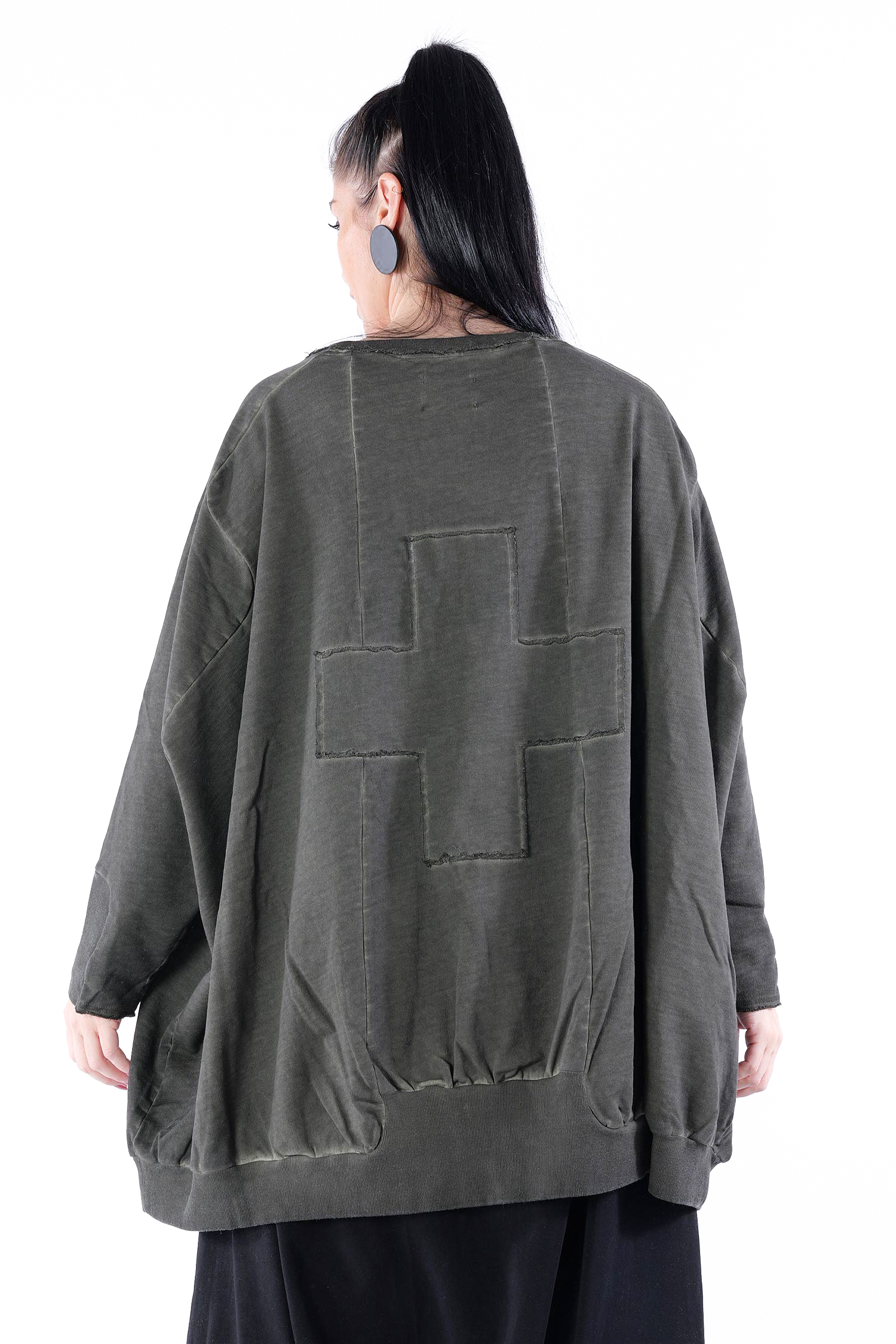 Langer Sweater mit Plus - Olive - 2081
